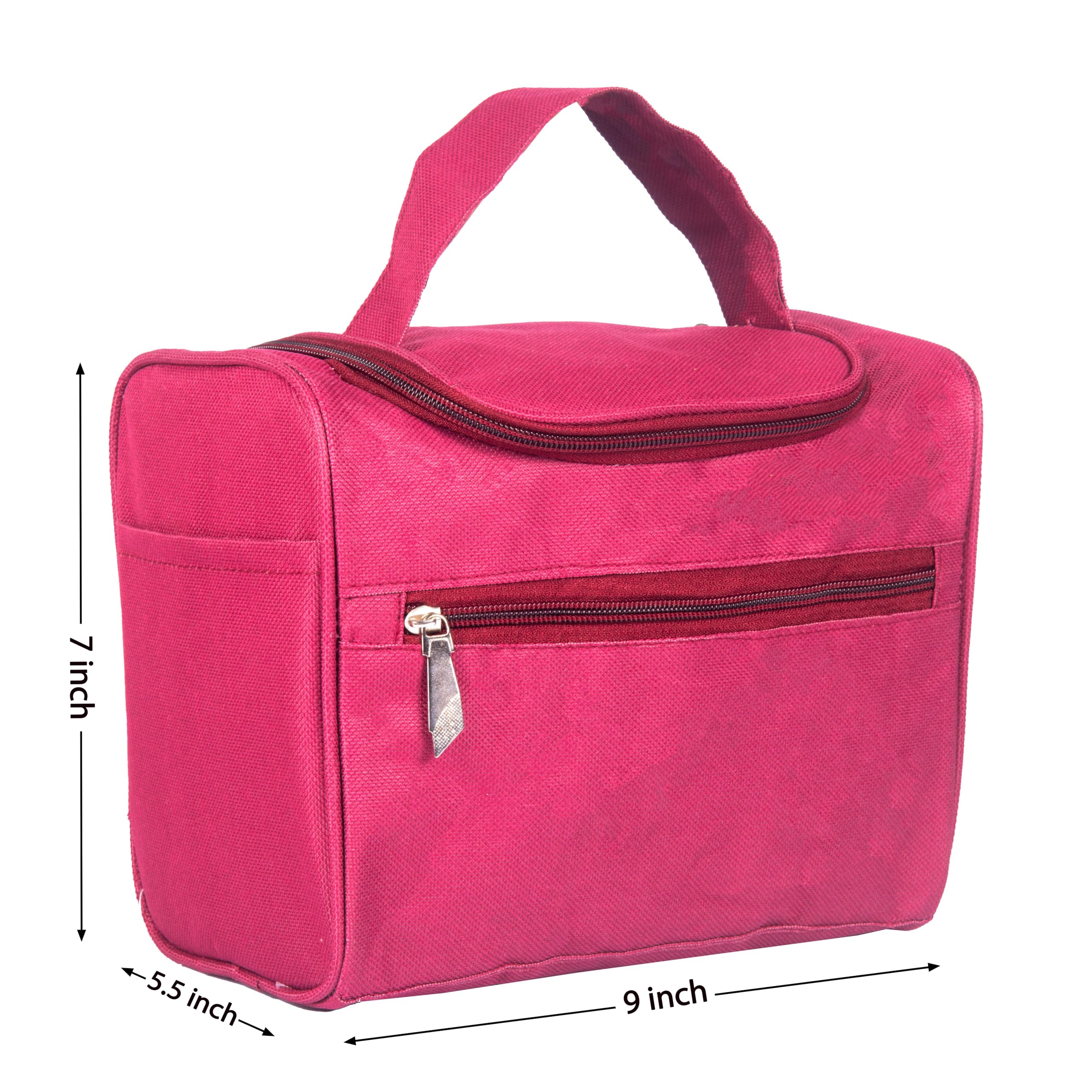 Stylish Maroon Makeup Bag for Women & Girls - Large Cosmetic Organizer, Toiletry Storage Pouch, Multifunctional Travel Beauty Case - Perfect for Travel, Gym, and Daily Use (Pack of 1)