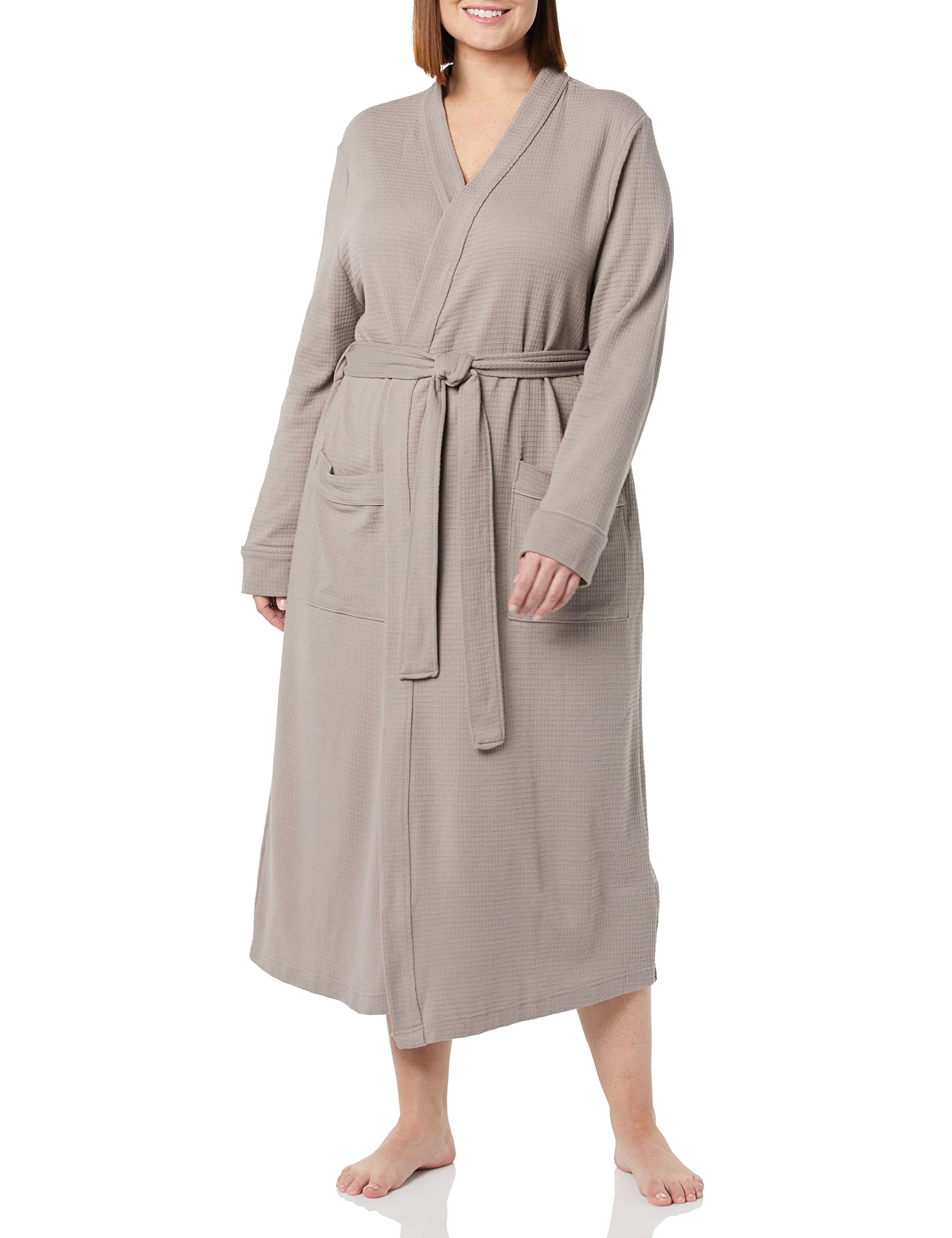 Amazon Essentials Women's Lightweight Waffle Full-Length Robe - Soft & Comfortable Bathrobe for Lounge, Spa & Home Relaxation (Plus Size Options Available)