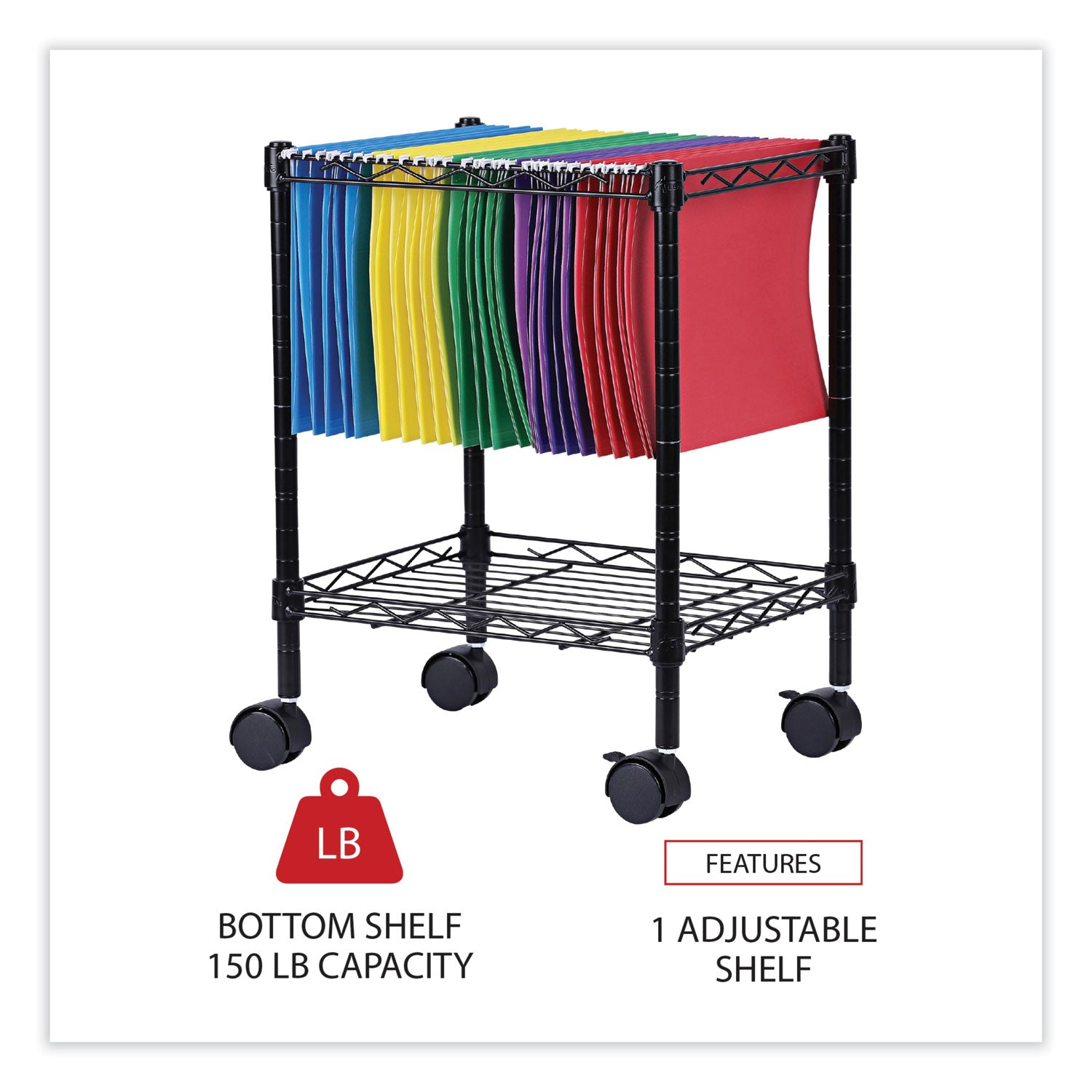 Alera® Compact Metal File Cart with 1 Shelf & 1 Bin - 15.25