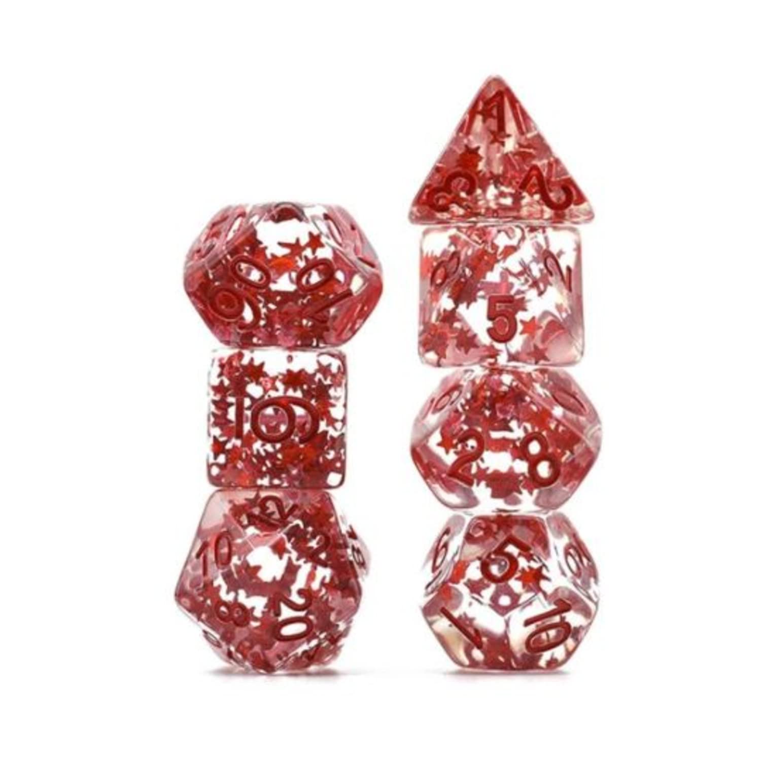 Red Foil Fragment Polyhedral Dice Set (7-Piece) - Perfect for D&D, RPGs, and Tabletop Gaming