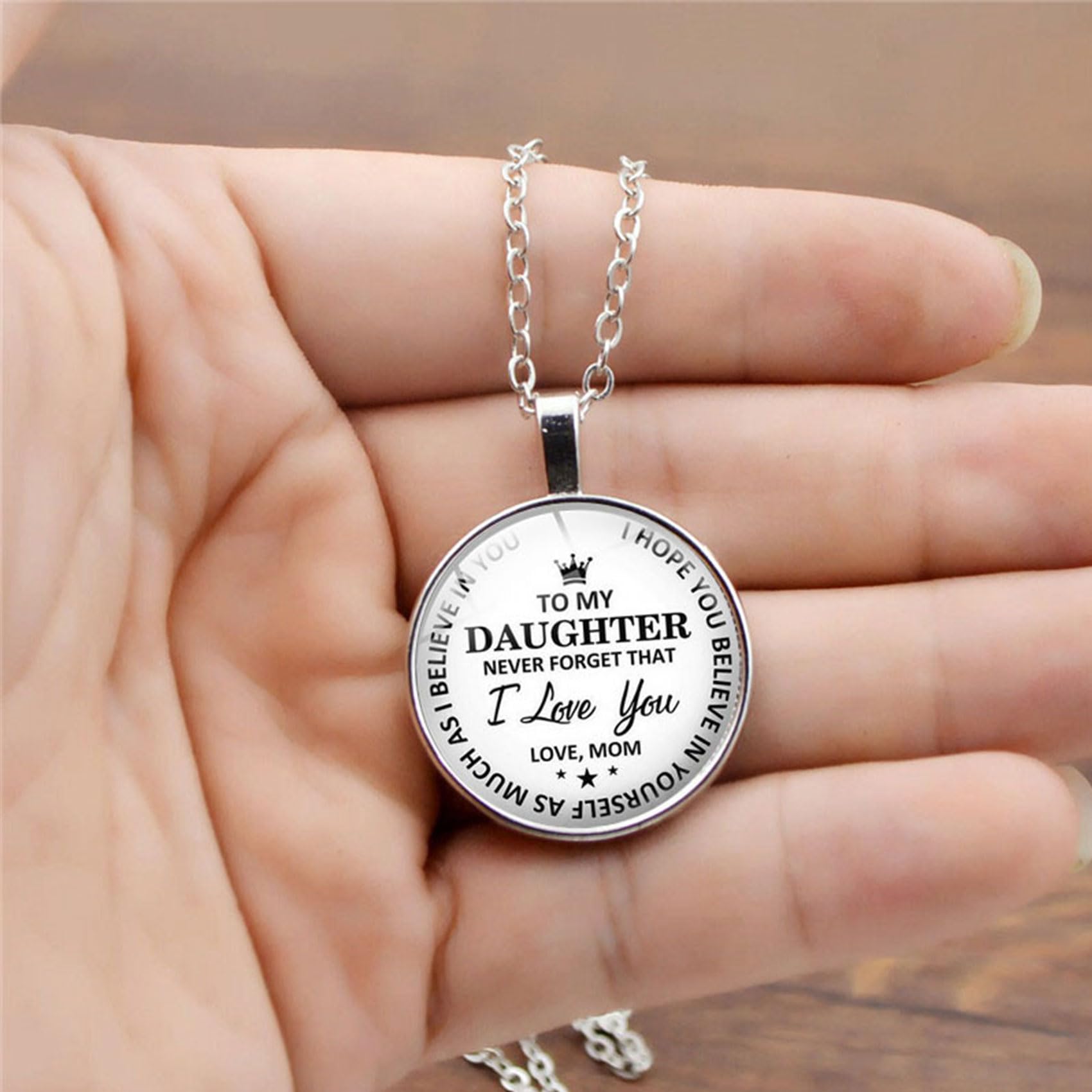 Elegant Silver Necklace for Daughter - Heartfelt Gift from Mom | Personalized 'To My Daughter' Pendant Jewelry for Women & Girls | Perfect Christmas, Birthday & Graduation Present | Ideal for Special Occasions & Everyday Wear