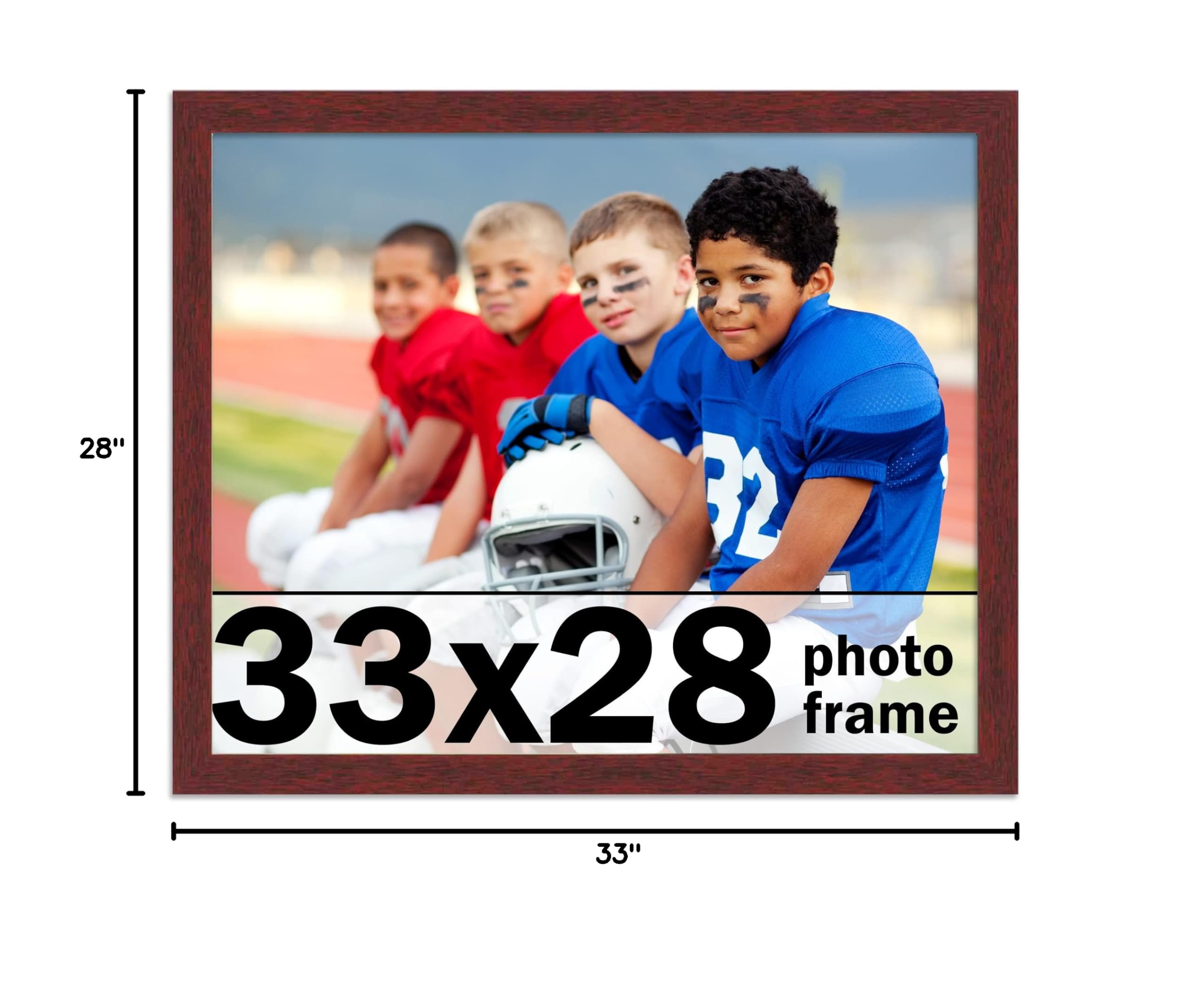 CountryArtHouse 33x28 Inch Solid Wood Picture Frame in Rich Mahogany Brown - Includes UV Protective Acrylic, Acid-Free Backing & Hanging Hardware - Perfect for Wall Art, Family Photos, and Home Decor Display