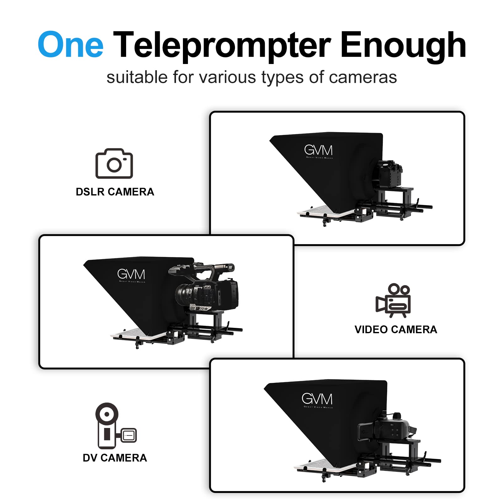 GVM 18'' Portable Teleprompter Kit for iPad, Tablet & DSLR Camera - Remote Control & App, Solid Aluminum Frame, Colorless Spectroscope, Ultra HD Wide-Angle Lens - Perfect for Video Blogging, Live Streaming & Professional Filmmaking