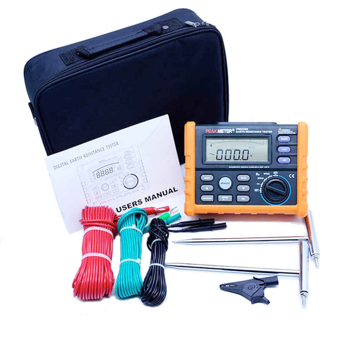 MS2302 Digital Earth Ground Resistance Tester - 2 Pole & 3 Pole Mode, High Precision 0-4000 Ohm Insulation Tester for Electrical Safety Testing | Perfect for Electricians, Engineers & DIY Home Electrical Projects