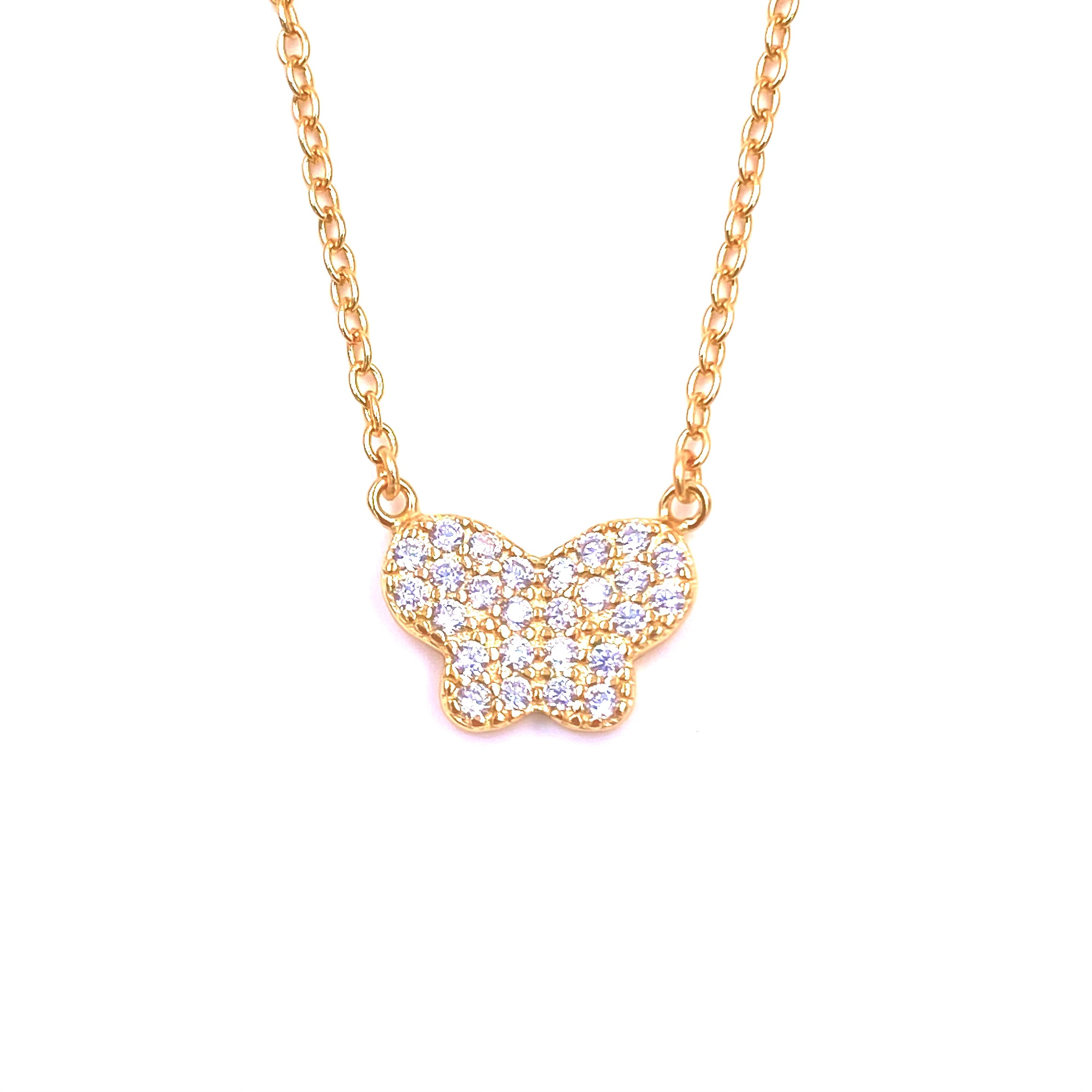 Ashley Gold Sterling Silver Gold Plated Mini CZ Butterfly Necklace - Elegant Dainty Jewelry for Women, Perfect Gift for Birthday, Anniversary & Valentine's Day