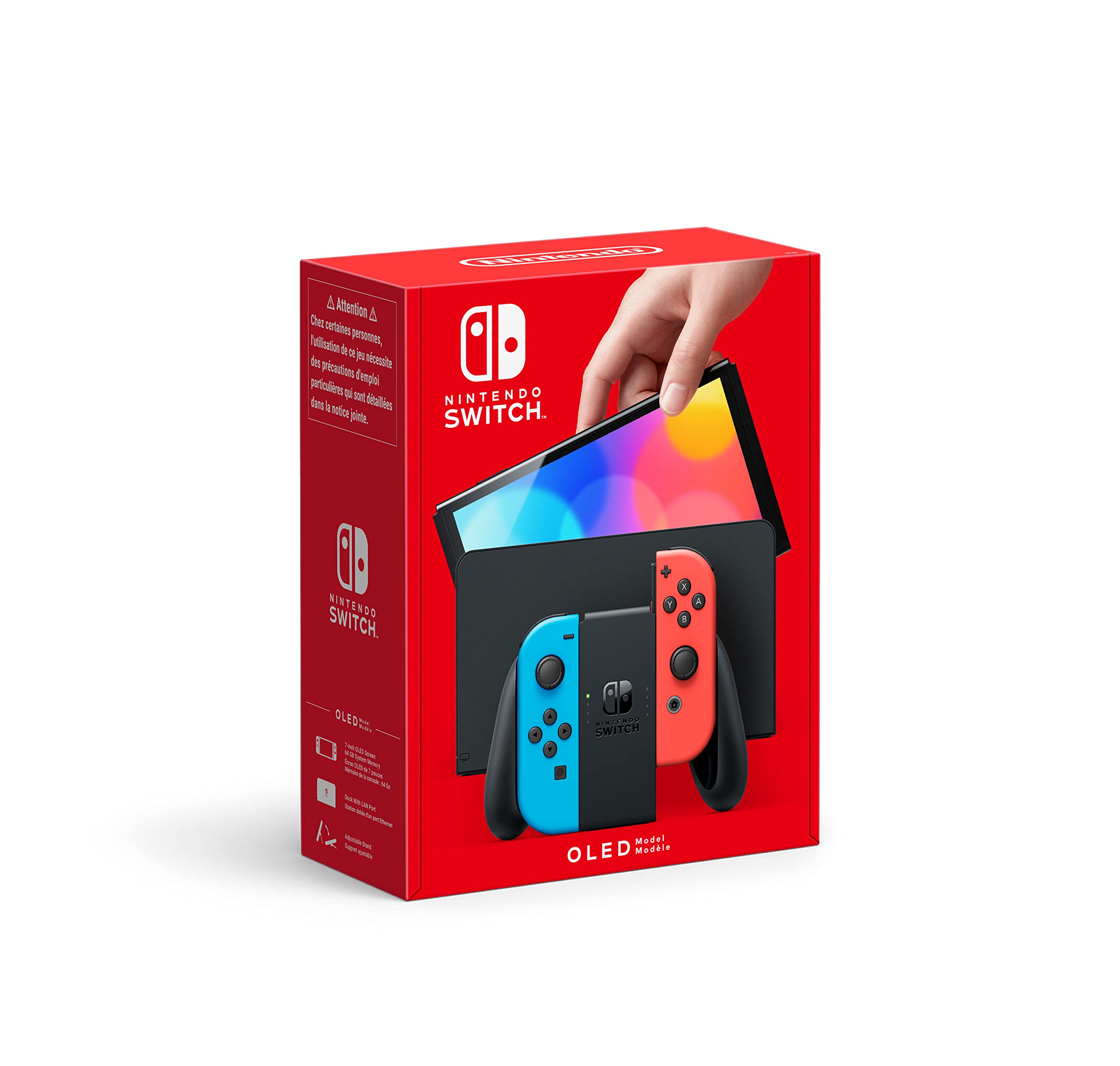 Nintendo Switch OLED Model - Neon Blue & Red (Renewed) | Portable Gaming Console for Home, Travel & Multiplayer Fun