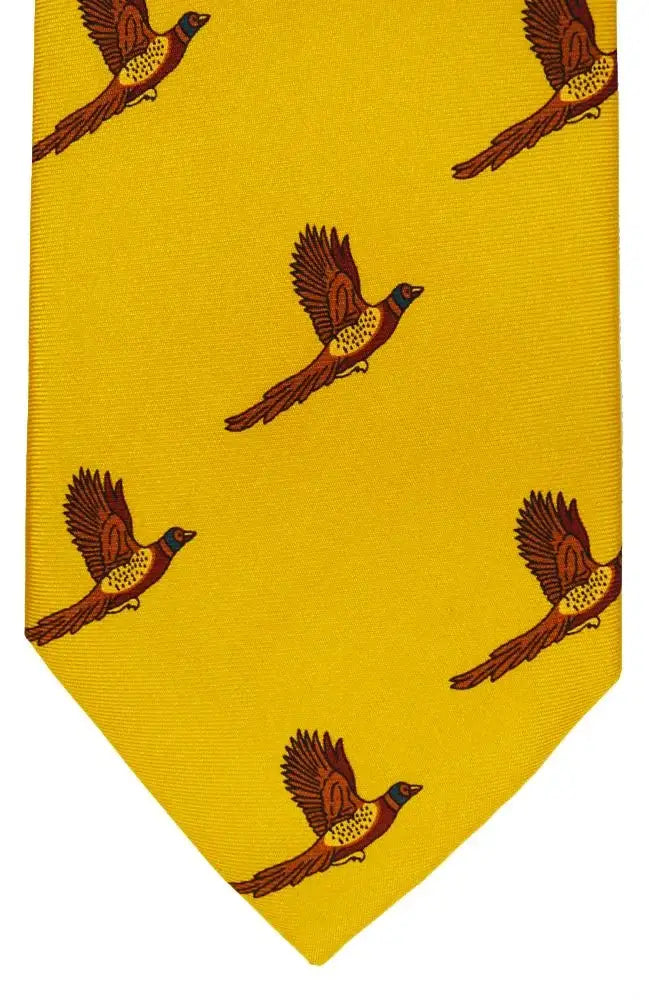 LA Smith Country & Hobby Pheasant Print Silk Necktie for Men - Elegant Formal Wear for Business, Weddings & Special Occasions