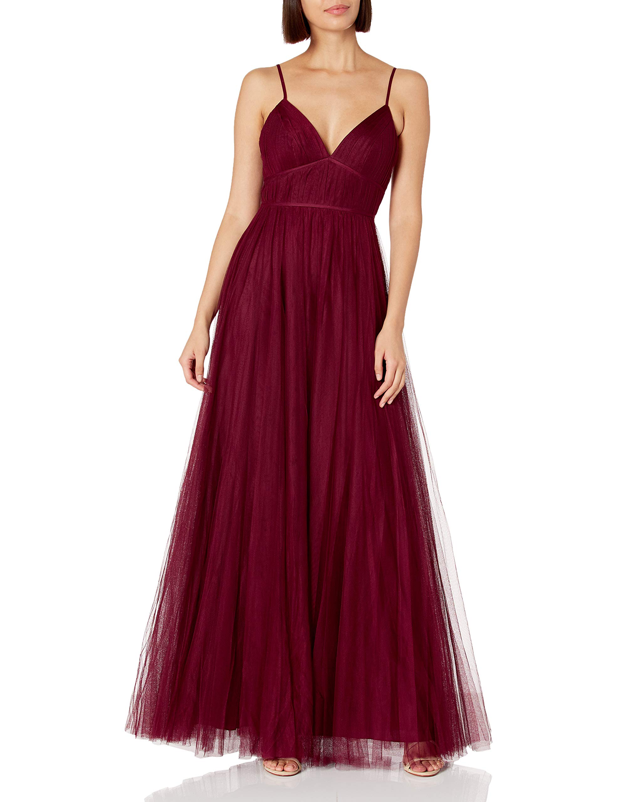 Jenny Yoo Women's Ali V-Neck Spaghetti Strap Long Tulle Gown - Elegant Wedding Dress for Bridesmaids, Formal Events & Special Occasions