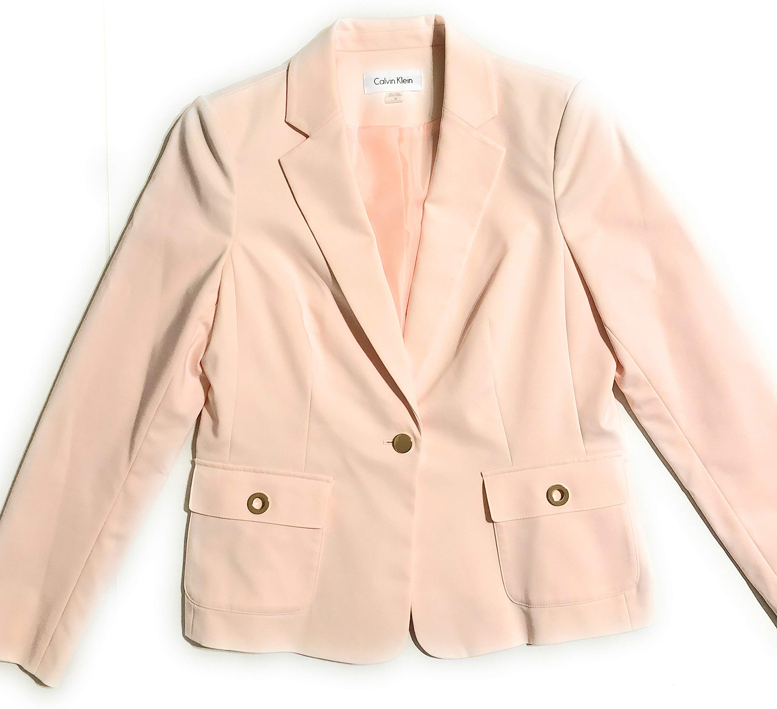 Calvin Klein Women's Cotton One-Button Blazer Jacket - Slim Fit Business Casual Blazer for Women, Size 10, Blossom Pink | Perfect for Office Wear, Business Meetings & Professional Outfits