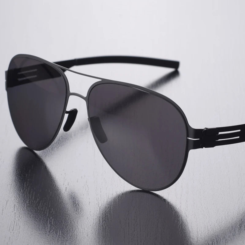 Black Unisex Polarized Sunglasses - Oval Full Rim Stainless Steel Frame - UV Protection for Men & Women - Perfect for Driving, Beach & Outdoor Activities