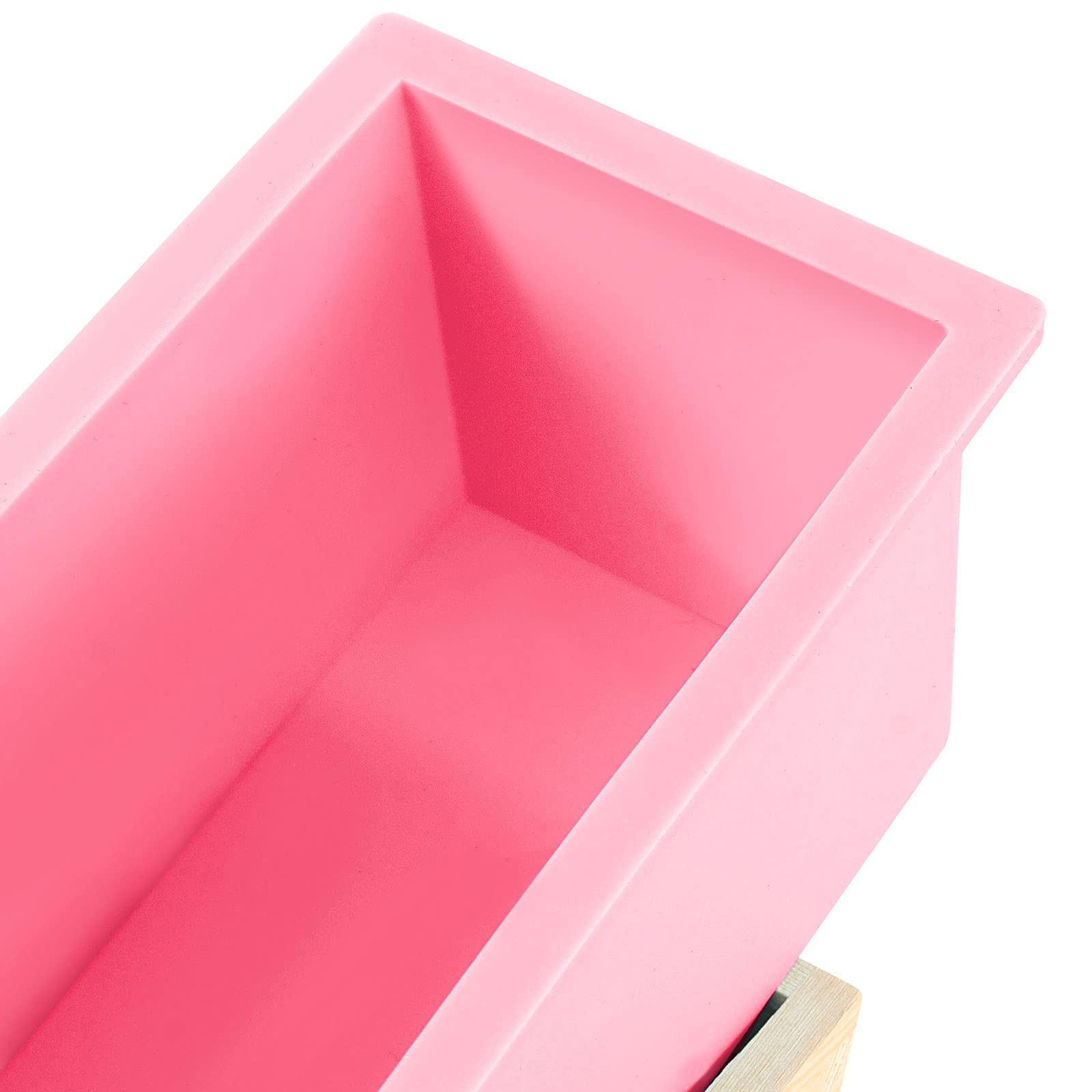 ZOENHOU 3-Piece 42 oz Pink Silicone Soap Molds Kit - Flexible Rectangular DIY Soap Making Supplies with Wooden Box for Handmade Bath & Body Products - Perfect for Home Crafting, Gift Making & Small Business Soap Production