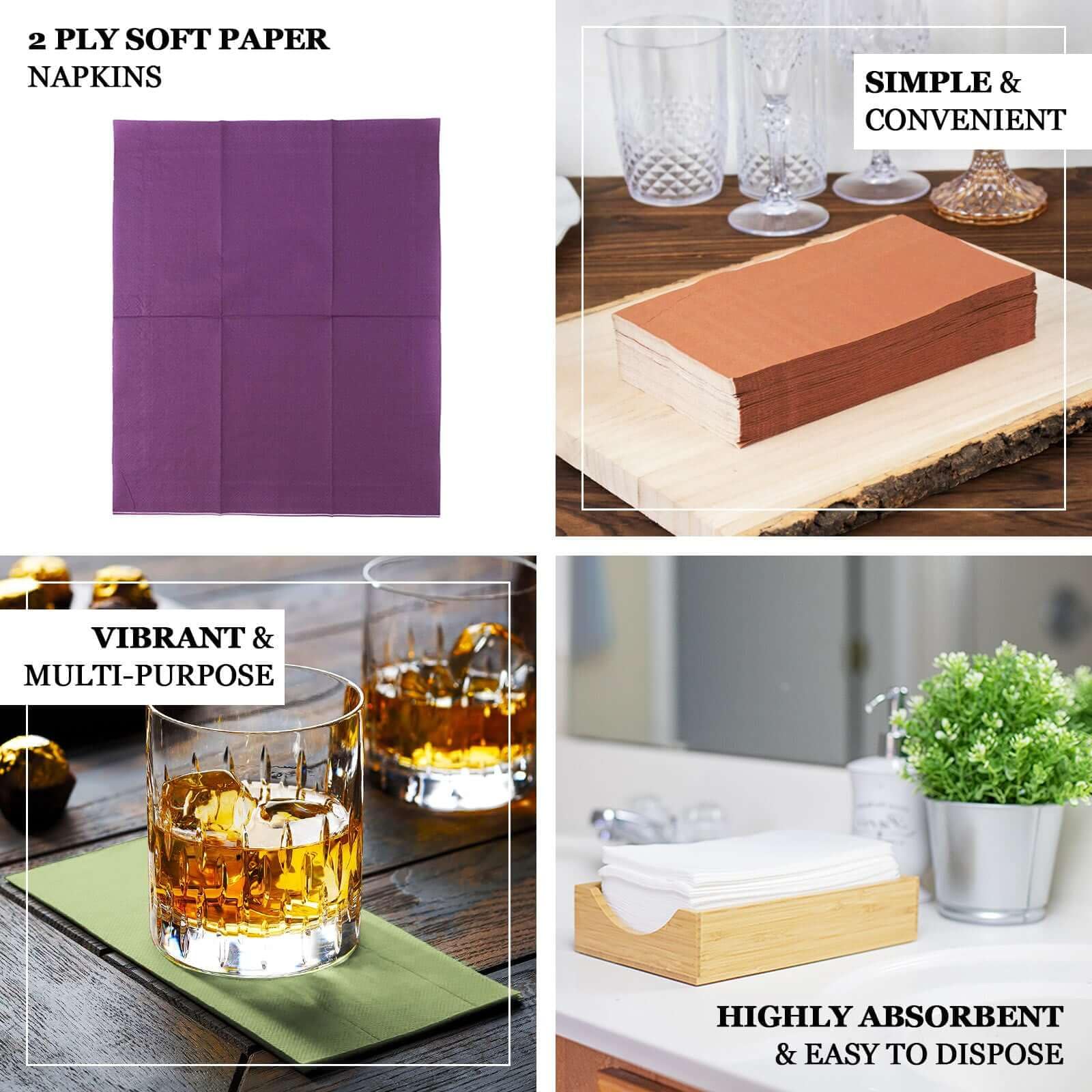 Efavormart 50 Pack 2-Ply Soft Olive Green Paper Napkins for Dinner Parties, Weddings, Cocktail Receptions - Premium Disposable Beverage Napkins for Elegant Events & Home Entertaining