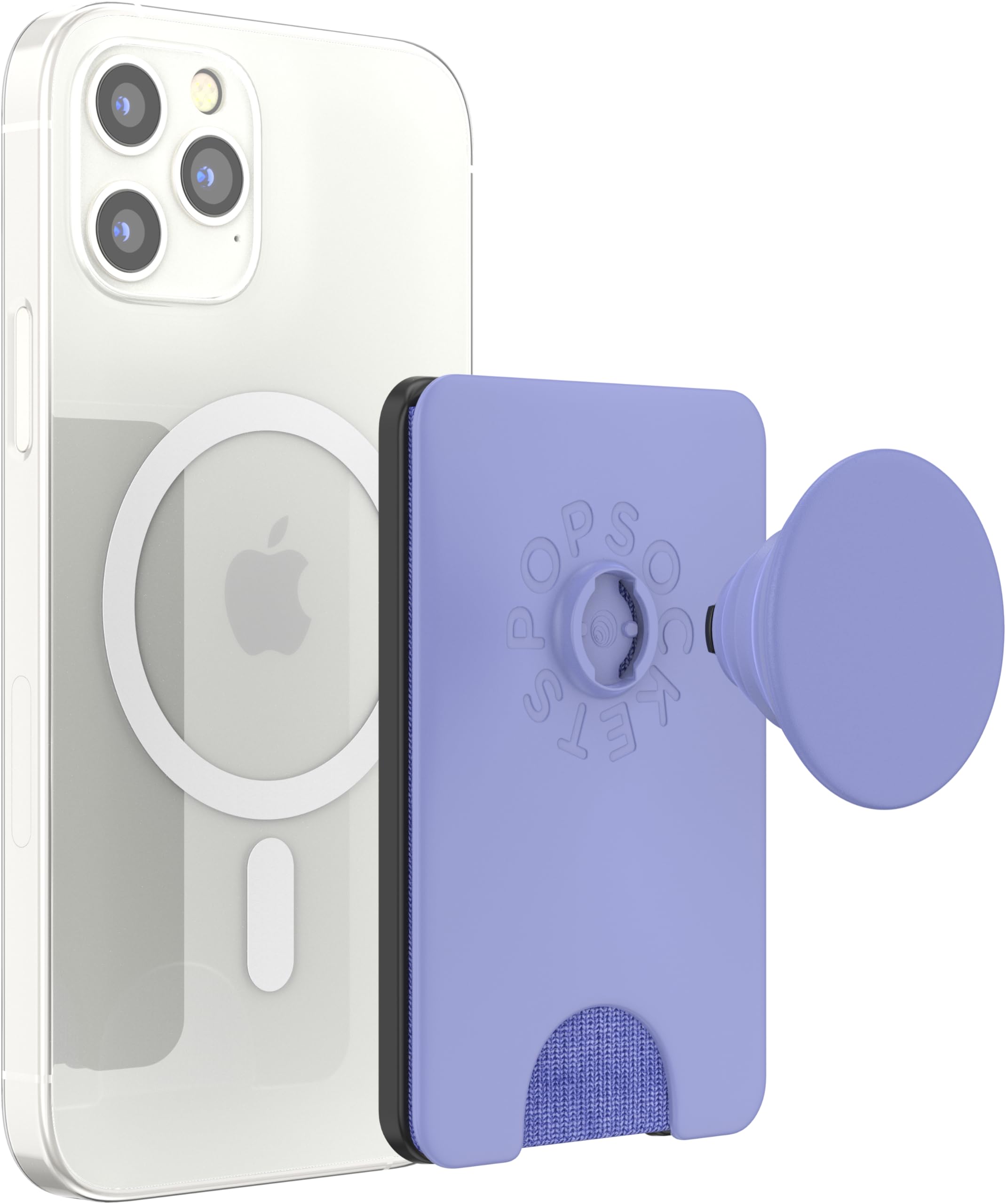 PopSockets Phone Wallet with Expanding Grip - MagSafe Compatible Card Holder & Wireless Charging | Perfect for iPhone 13/14/15 Series | Secure Grip for Daily Commute, Shopping & Travel (Deep Periwinkle)