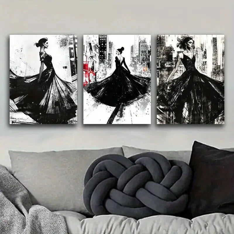 3-Piece Modern Art Painting Set - Premium Metal Print Wall Decor - Ready to Hang - Perfect for Living Room, Bedroom & Office Decor