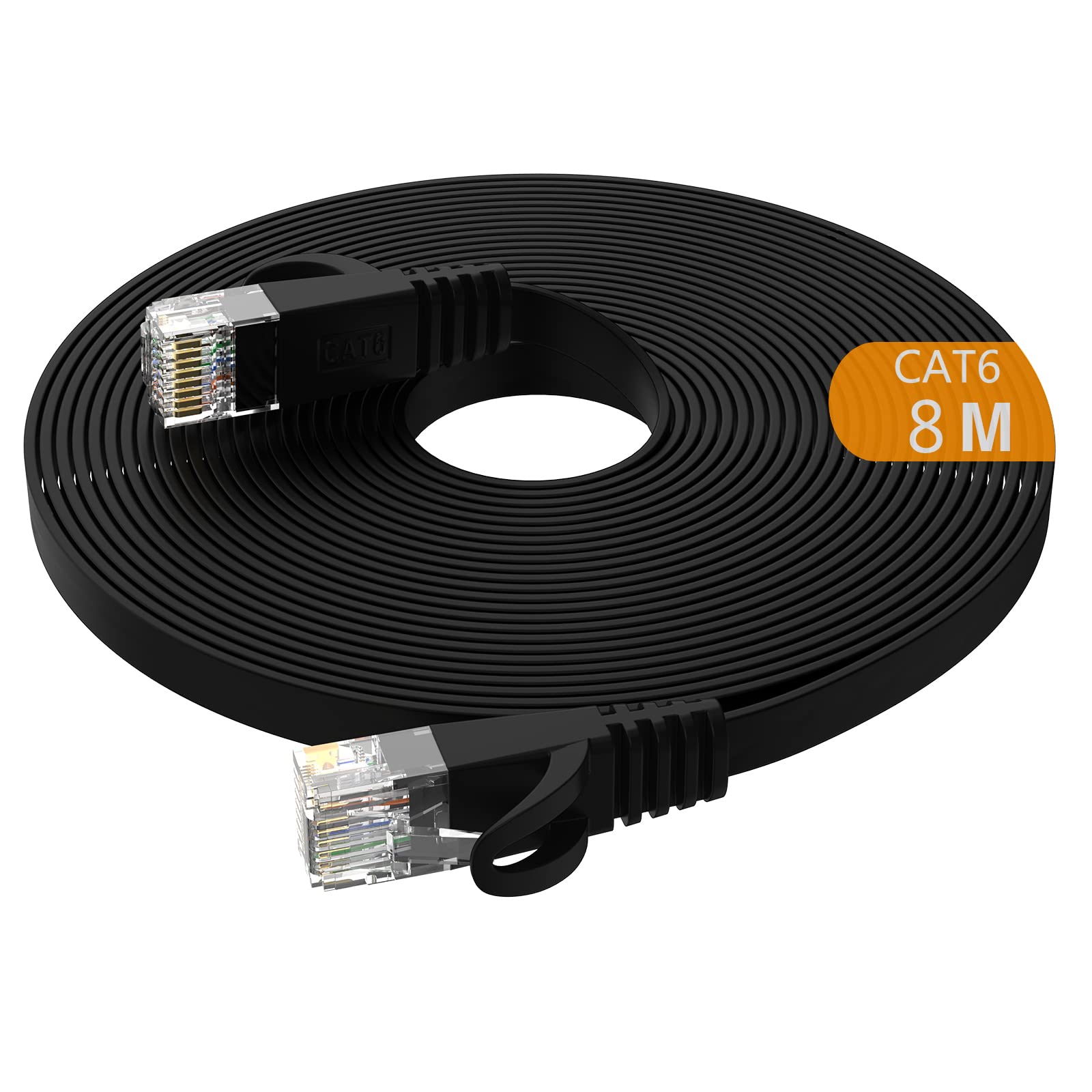 Lovicool Cat6 Ethernet Cable 8m (26ft) - High-Speed Flat RJ45 LAN Network Cable 250Mhz/s UTP - Compatible with PS5, PS4, PS3, Nintendo Switch, PC, Router, Modem, Smart TV - Ideal for Gaming, Streaming & Home Office Networking