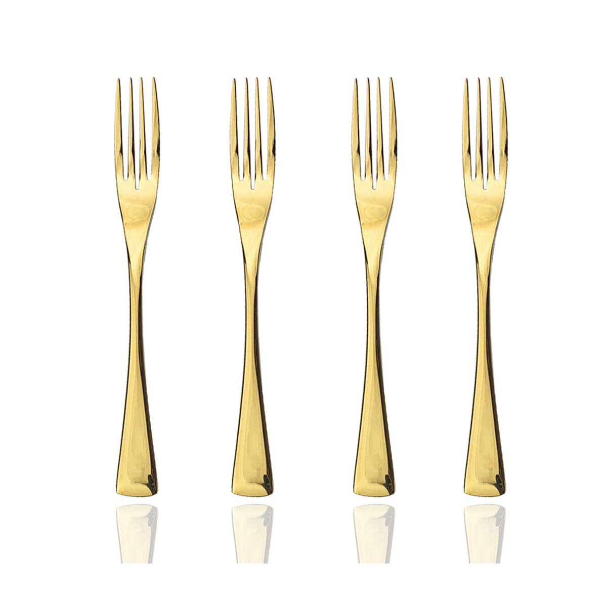 JASHII 4-Piece Mini Dessert Forks Set - 18/10 Stainless Steel Mirror Polished Flatware - Elegant Gold Cake Forks for Tastings, Pastries, Desserts, Home Kitchen & Restaurant Use - Perfect for Afternoon Tea, Wedding Parties & Fine Dining