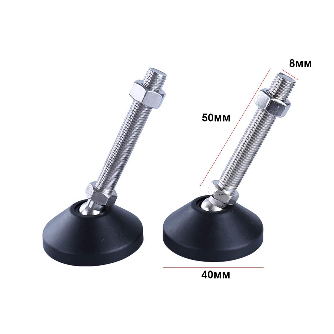 6 Pcs M8 Swivel Leveling Feet - Adjustable Furniture Leg Levelers & Machine Glides for Workbench, Table, Cabinet - Heavy Duty Screw-in Levelers for Stability on Uneven Floors