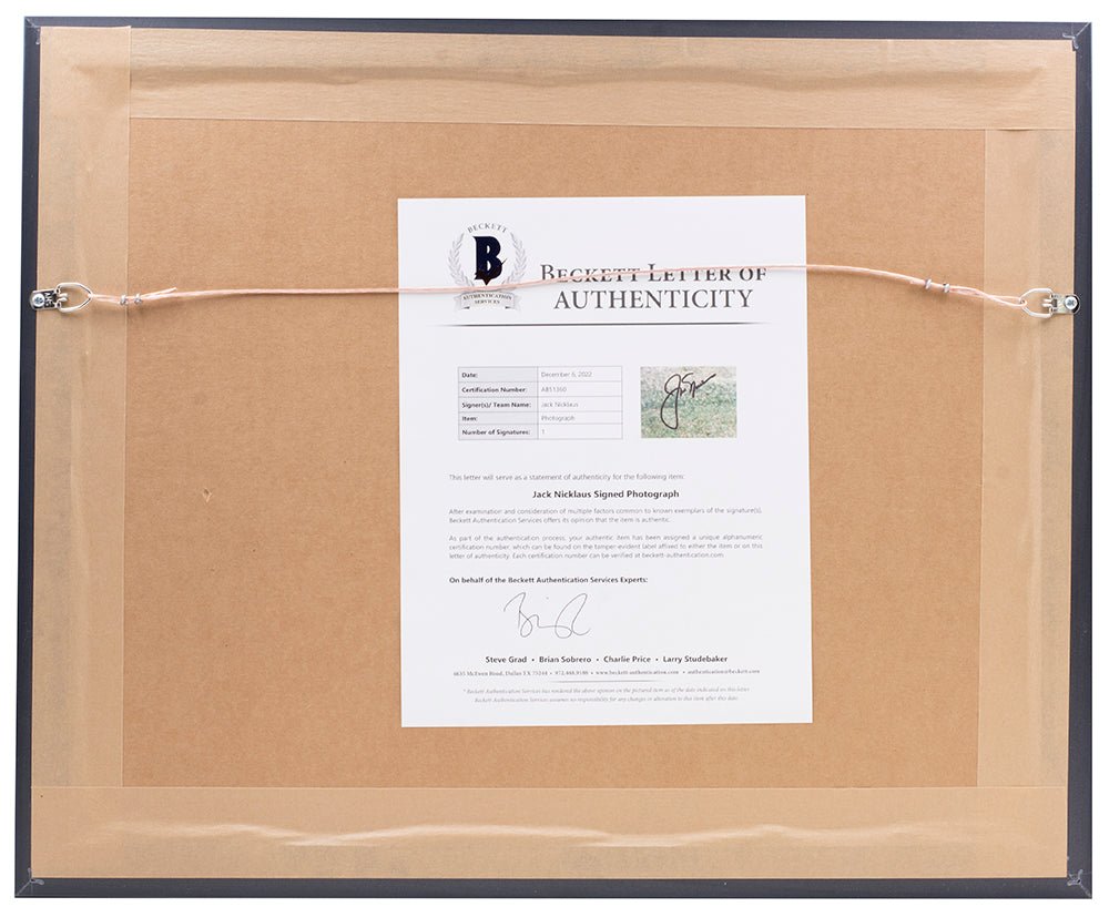 Jack Nicklaus Autographed 11x14 Golf Photo - Framed with BAS Certificate of Authenticity LOA AB51360 - Perfect for Sports Memorabilia Collectors and Golf Enthusiasts
