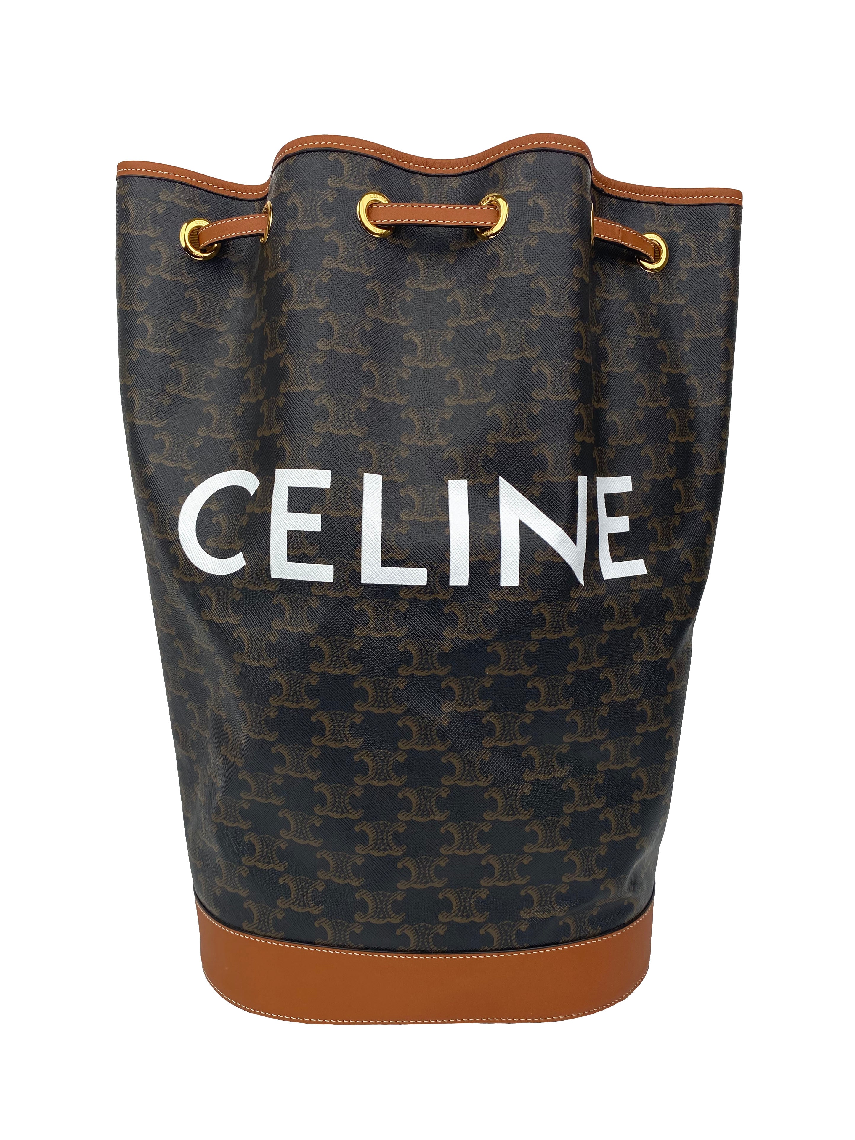 Celine Monogram Logo Bucket Bag - Luxury Leather Shoulder Bag for Women | Fashionable Handbag for Work, Travel & Everyday Use