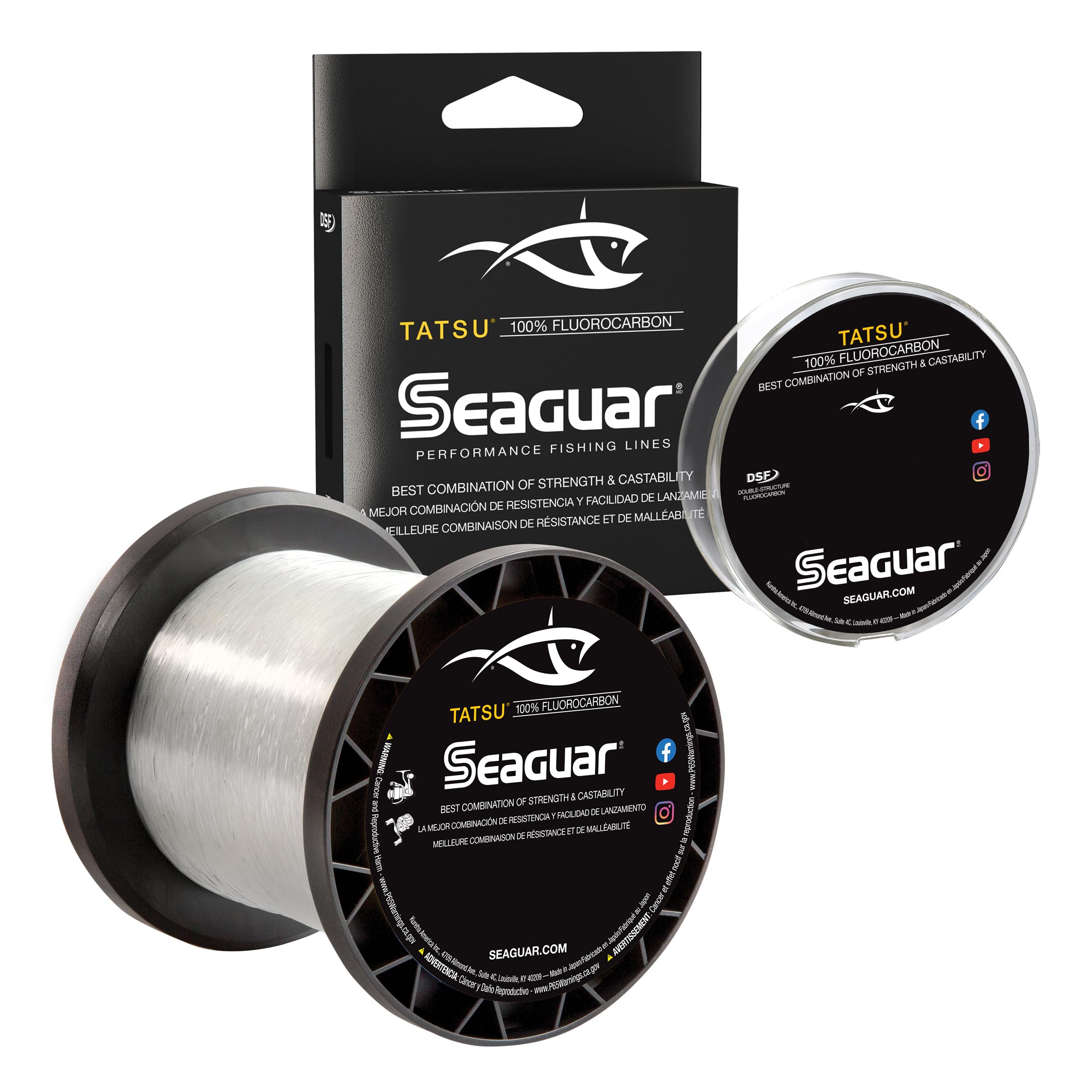 Seaguar Tatsu 100% Fluorocarbon Fishing Line - Clear, Strong & Abrasion Resistant for Casting & Live Bait - Multiple Sizes (Ideal for Freshwater & Saltwater Fishing, Bass, Trout & More)
