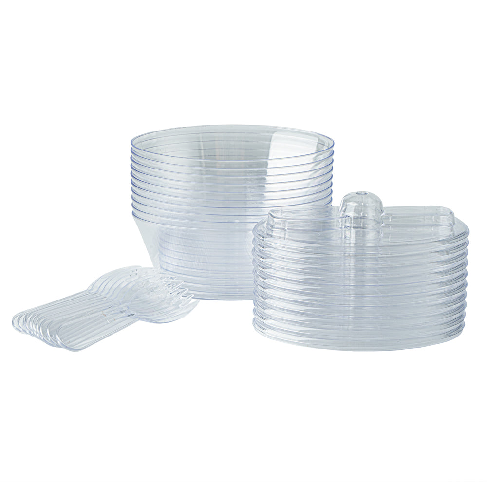 4 oz Oval Clear Plastic Deli Containers with Spork in Lid - 4.5