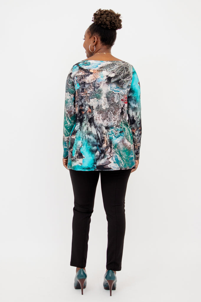 Stylish Women's Mandarin Collar Bamboo Tunic Top - Comfortable & Breathable for Casual Wear, Work & Summer Outfits