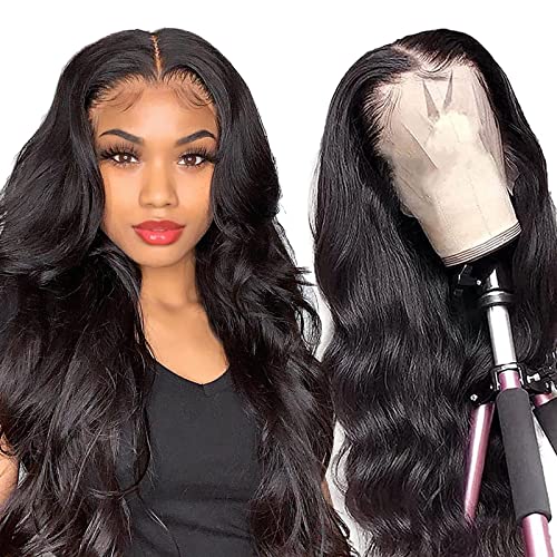 13x4 Brazilian Body Wave Lace Front Wig - 100% Human Hair Wigs for Black Women | Pre-Plucked Natural Hairline with Baby Hair | 22 Inch Body Wave Lace Front Wig for Daily Wear, Parties & Special Occasions
