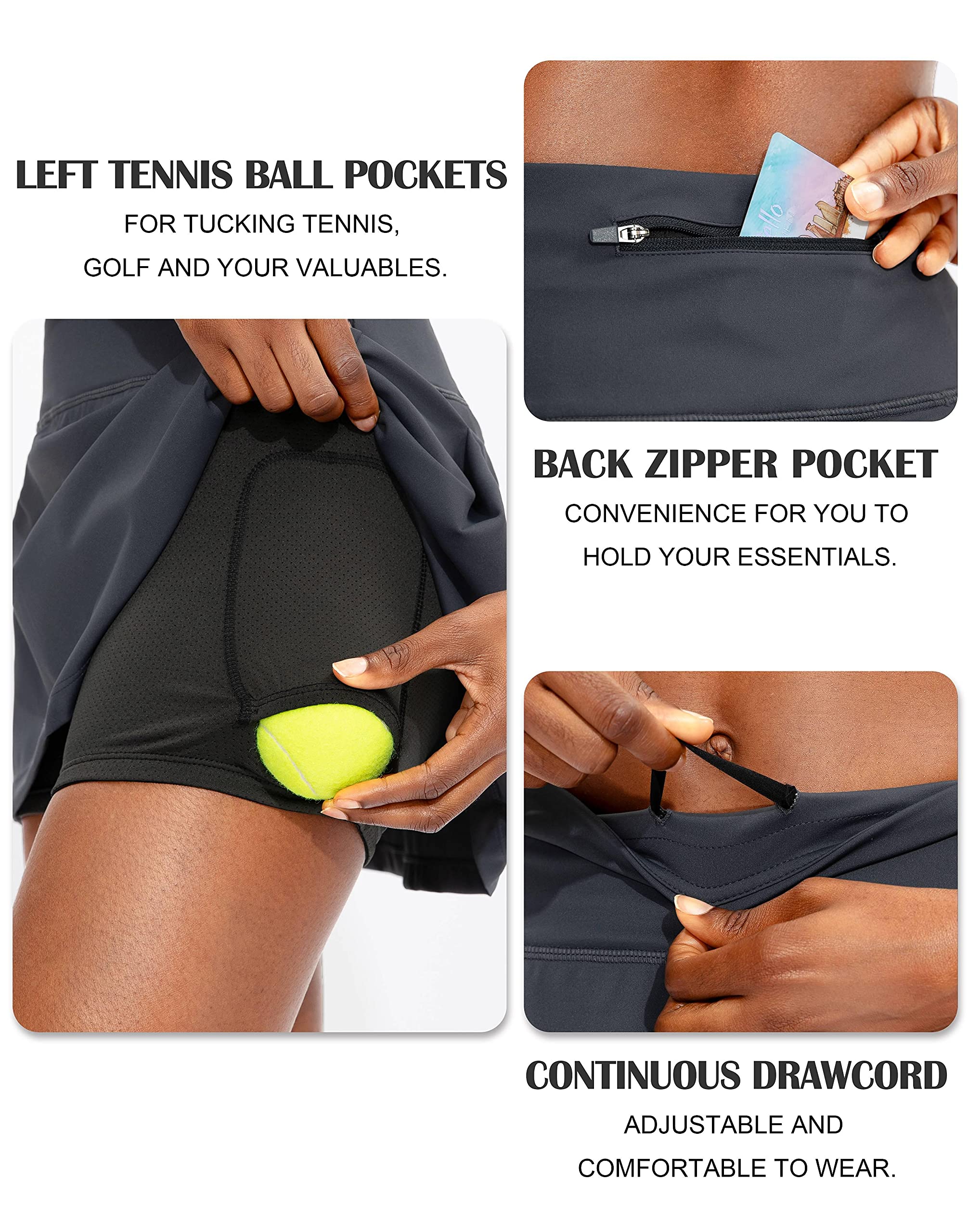 Soothfeel Women's Pleated Tennis Skirt with Pockets - High Waisted Athletic Golf Skort for Running, Workout & Casual Wear | Perfect for Tennis, Golf & Gym Activities