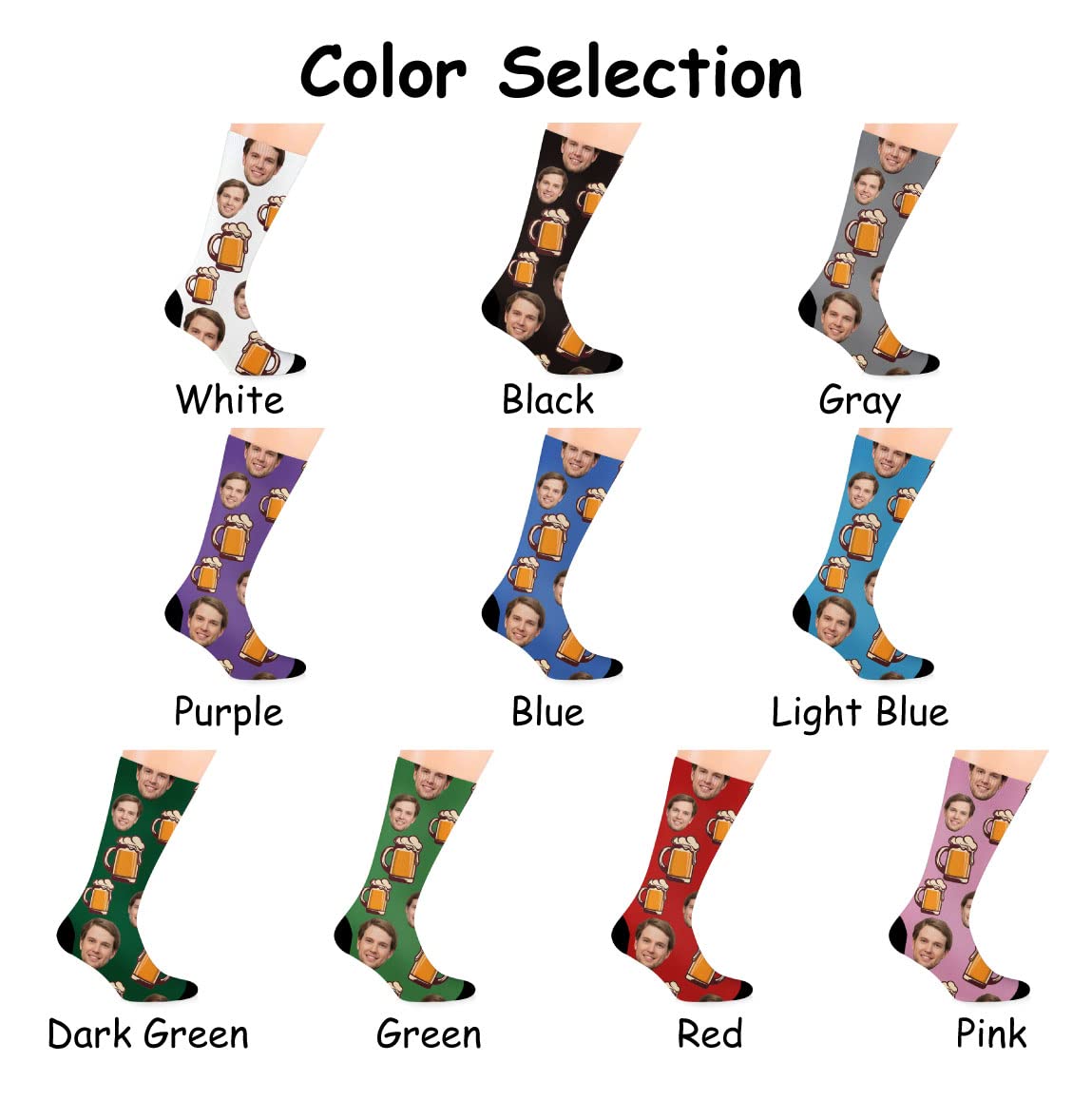 ShineSand Custom Funny Food Socks - Personalized Photo Socks with Pizza, Taco, Beer & Avocado Designs - Novelty Gift for Friends & Family - Perfect for Parties, Gag Gifts & Everyday Fun
