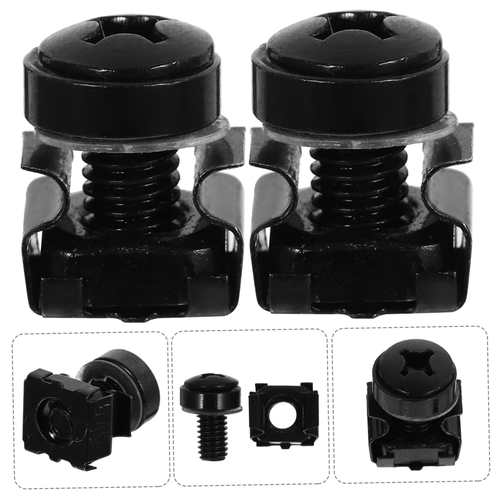 UKCOCO 50pcs Black Rackmount Square Insert Nuts - M6 Thread Server Rack Hardware for Secure Mounting | Perfect for Data Center, Network Equipment & Server Cabinet Installation