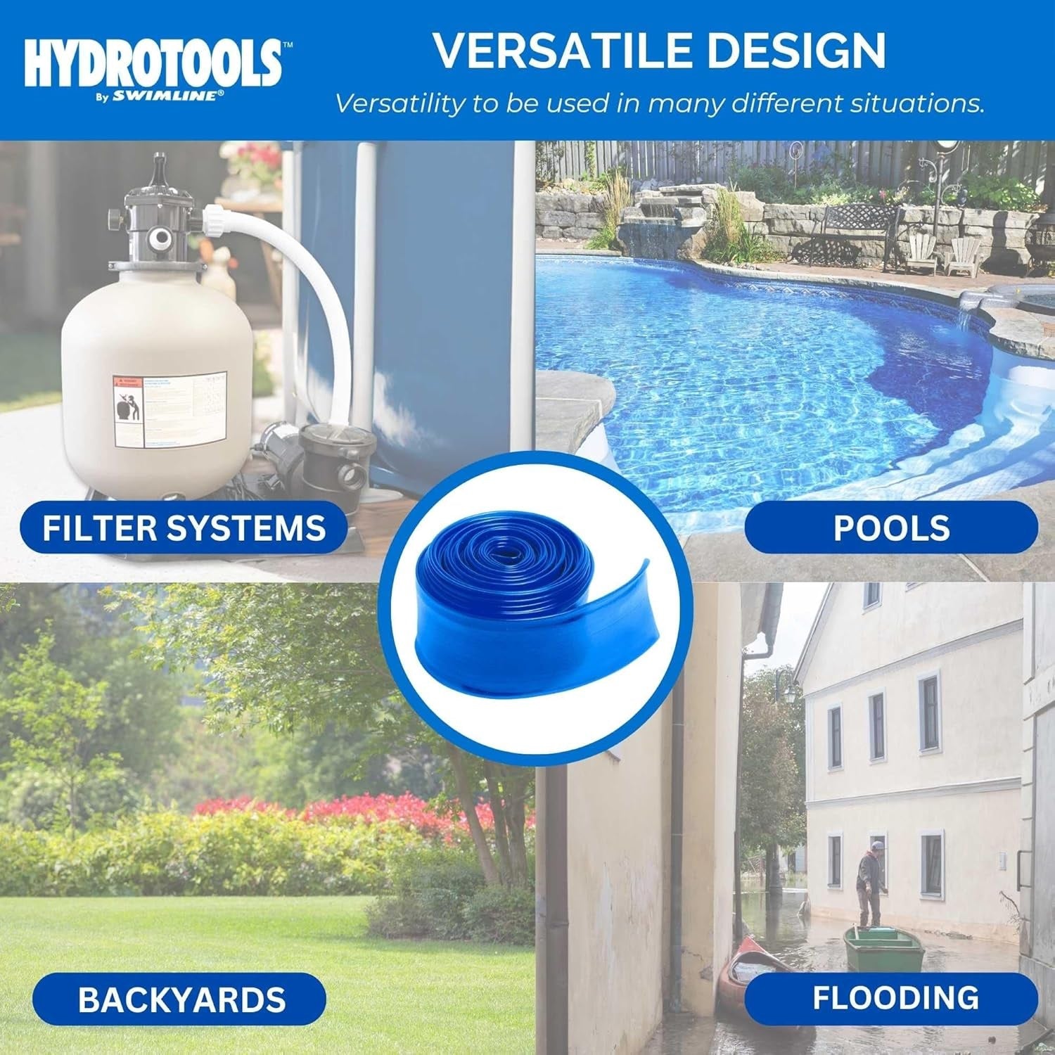 1.5 Inch x 100 Feet Heavy Duty Kink-Free PVC Backwash Hose for Pool, Spa, and Hot Tub Maintenance - Durable Flexible Water Hose for Filter Cleaning and Drainage