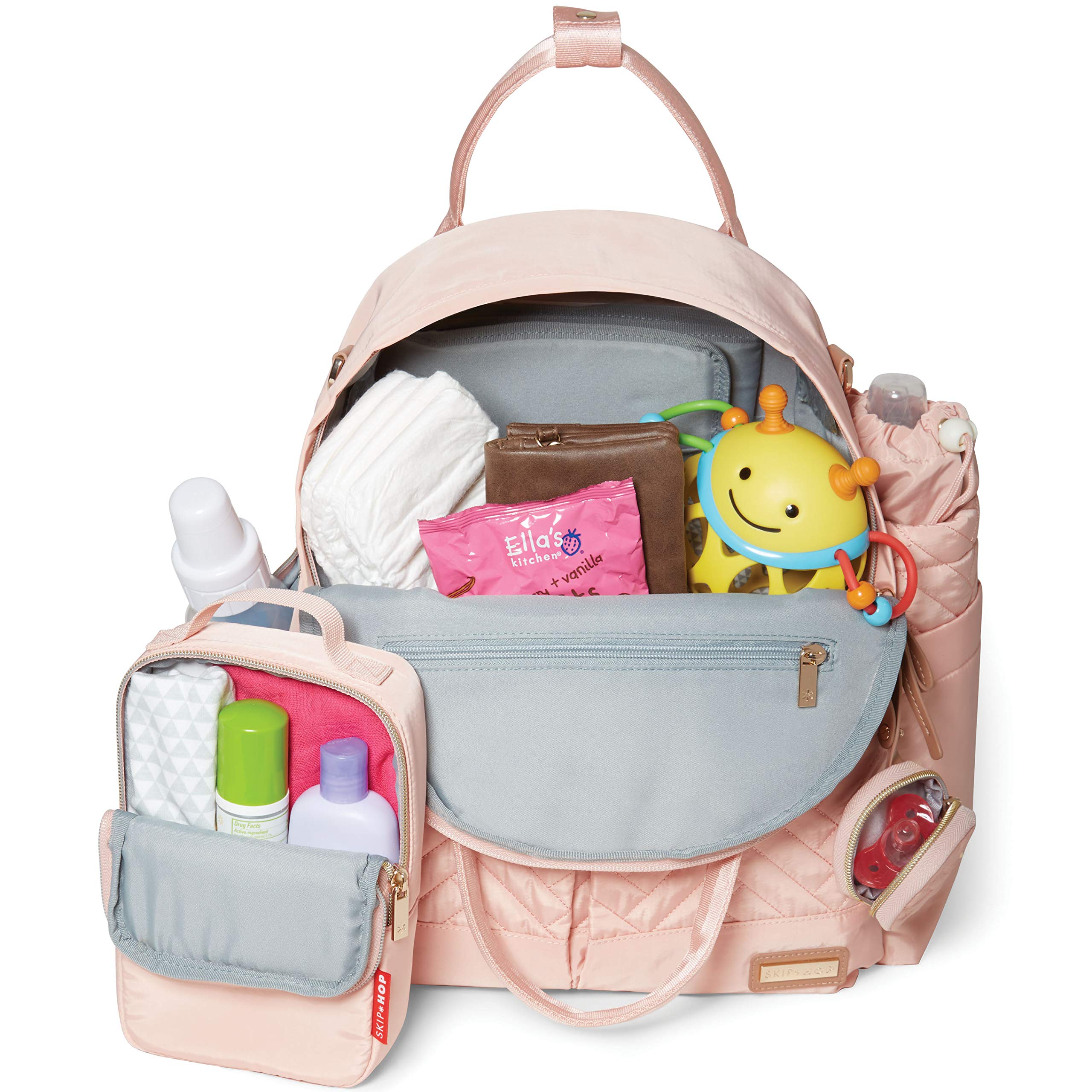 Skip Hop Diaper Backpack - 6-in-1 Multifunctional Baby Travel Backpack with Changing Pad, Stroller Straps, Insulated Bottle Pocket & Pacifier Holder | Perfect for Daycare, Travel & On-the-Go Parents (Blush)