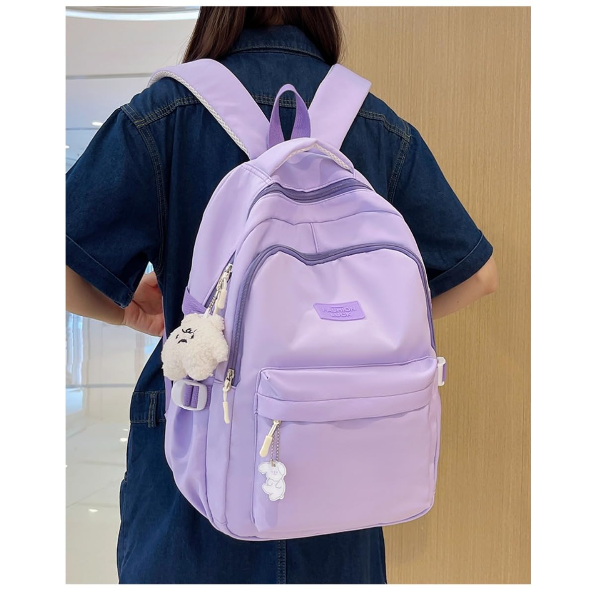 Stylish Large Capacity Canvas Backpack for Women & Men - Cute Aesthetic Travel Daypack, Durable Casual Hiking Backpack (Purple) - Perfect for School, Work, Travel & Outdoor Adventures
