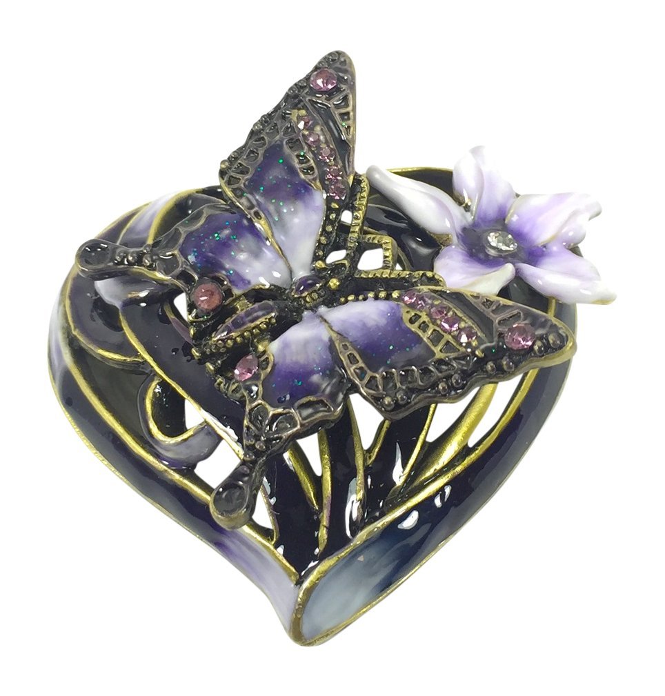 Heart-Shaped Jewelry Box with Butterfly Design - 1.5 Inch Small Gift Box for Rings, Necklaces & Keepsakes - Perfect for Valentine's Day, Anniversaries & Romantic Gifts