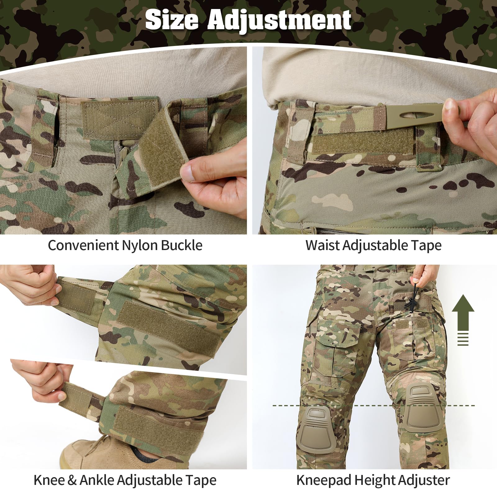 G3 Combat Pants for Men - Military Tactical Camouflage Cargo Pants with Multi-Pockets | Rip-Stop Durable Fabric for Hunting, Hiking, Paintball & Outdoor Adventures