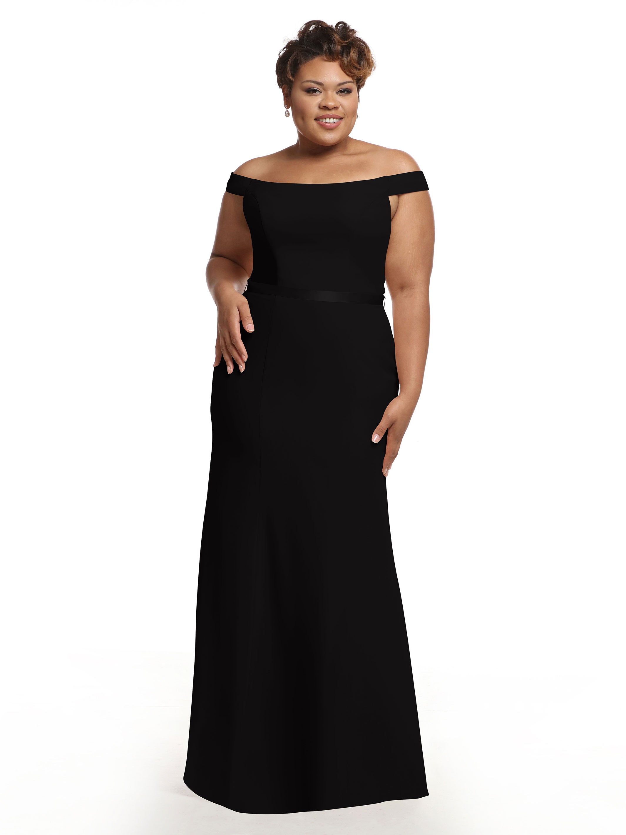 Elegant Off-the-Shoulder Chiffon Bridesmaid Dress with Ribbon Belt - Flattering Fit & Flare Design for Weddings, Parties & Special Occasions