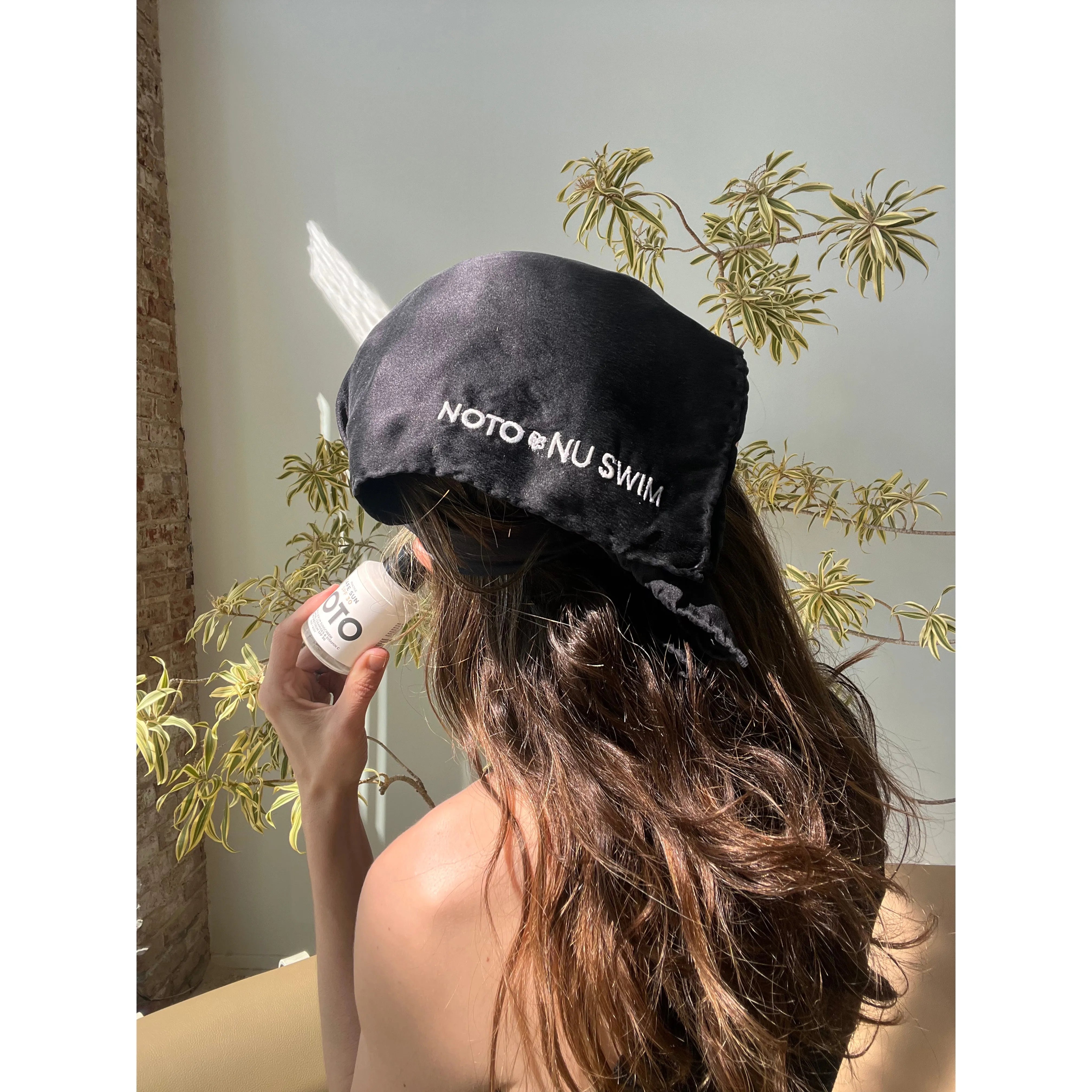 NOTO x NU SWIM Silk Scarf - Lightweight Fashion Accessory for Women, Beach Cover Up, Hair Wrap, Summer Shawl - Perfect for Vacation, Poolside, and Boho Outfits