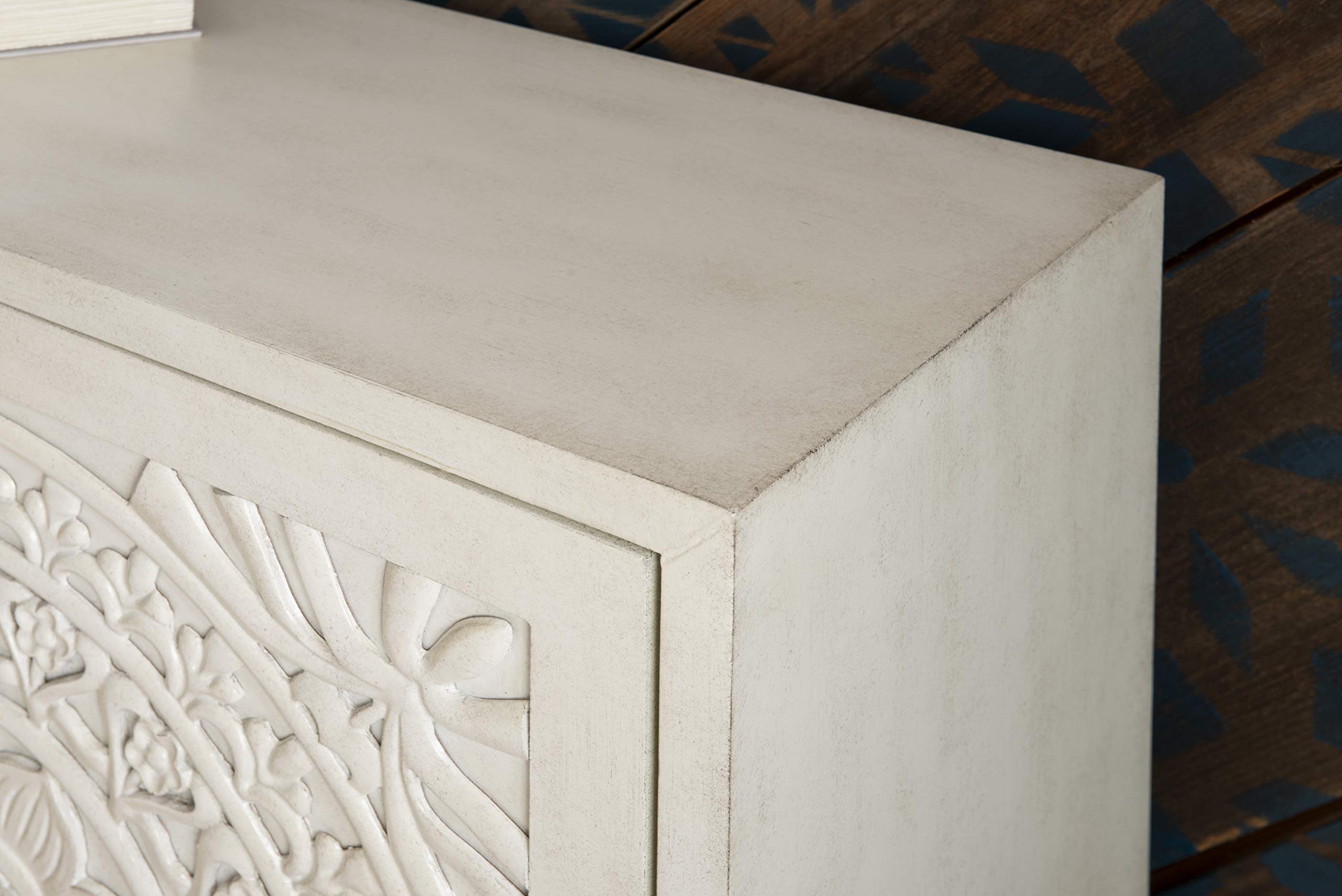 Powell Furniture Grace Antique White Cabinet - Elegant Storage Solution for Living Room, Bedroom & Home Office