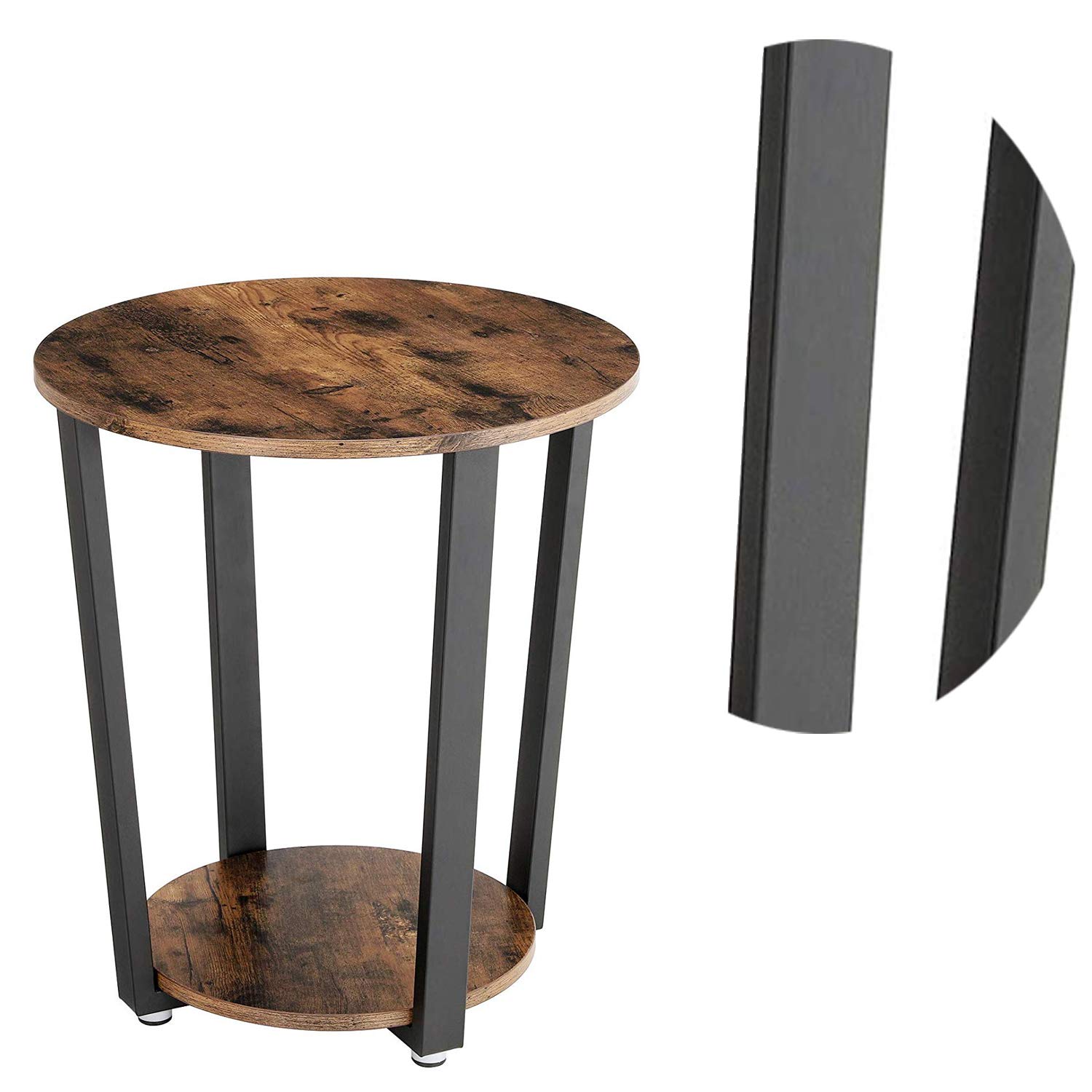 Benjara Stylish Iron and Wooden End Table with Open Bottom Storage Shelf - Brown and Black Accent Table for Living Room, Bedroom, or Office Decor