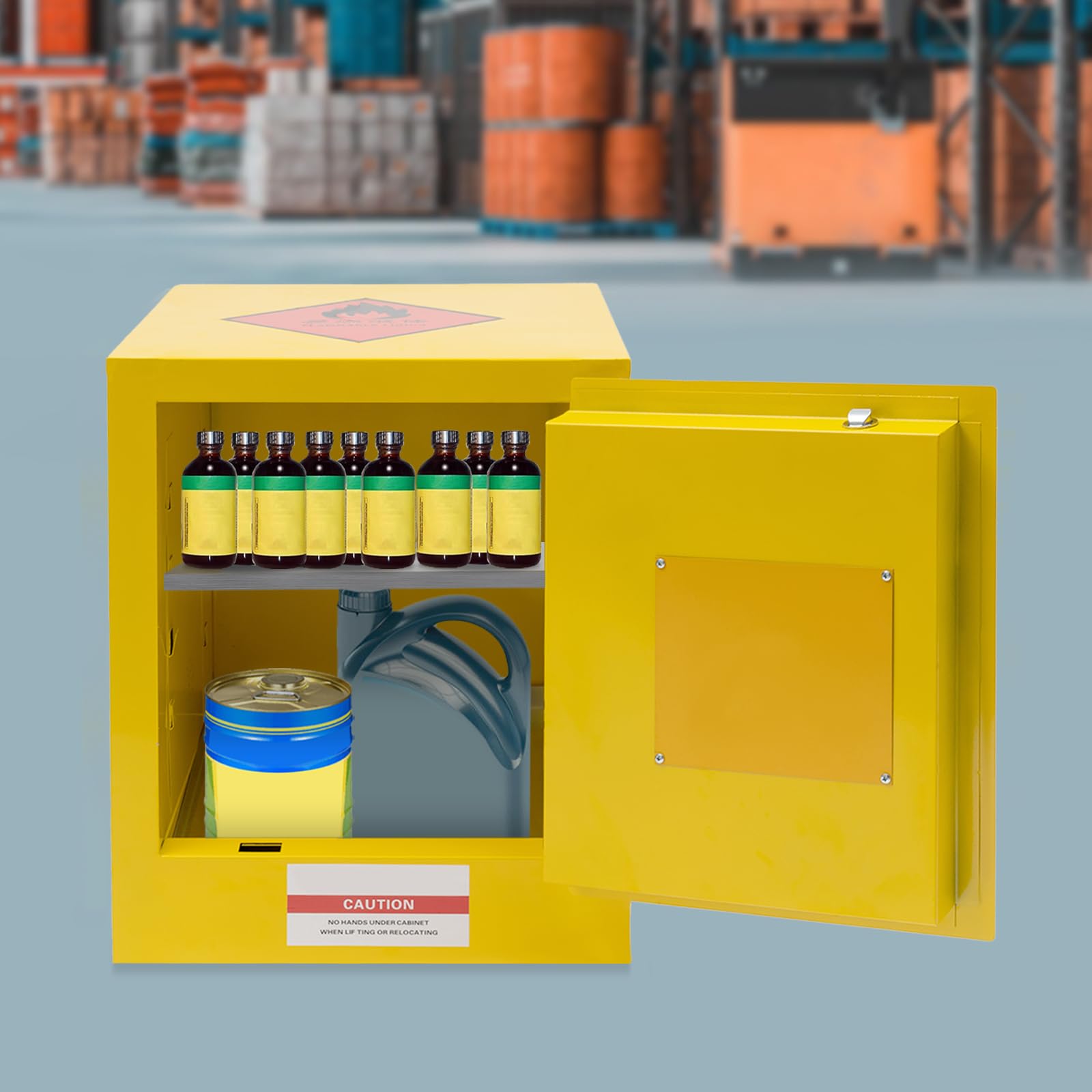 4 Gallon Yellow Flammable Safety Storage Cabinet - Adjustable Shelf for Home & Industrial Use