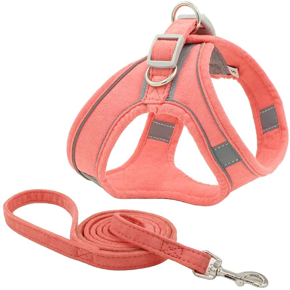 Adjustable Reflective Dog Harness and Leash Set - Soft Pet Vest with Handle for Small & Medium Dogs & Cats (Pink) - Perfect for Walking, Training & Outdoor Adventures