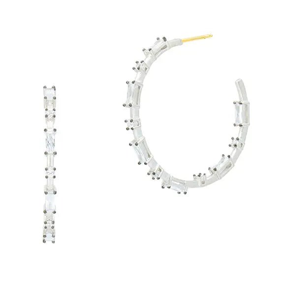 Vintage Cobblestone Hoop Earrings for Women - 14K Gold Plated Dangle Statement Jewelry - Perfect for Parties, Weddings & Everyday Wear