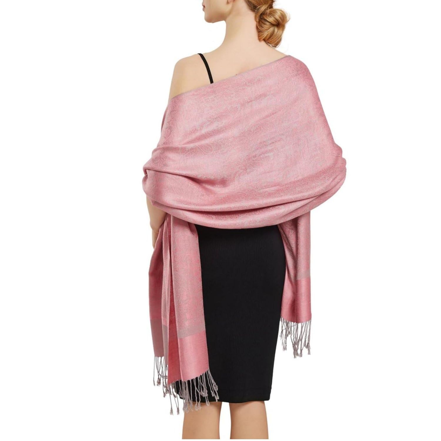 PASKMLNA Paisley Jacquard Pashmina Shawl - Soft Luxury Wrap Scarf & Stole for Women - Perfect for Weddings, Parties & Winter Fashion
