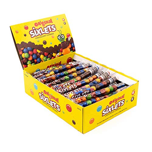 Original Sixlets Chocolate Candy - 12 Ball Tube Display Box for Parties, Halloween, Easter & Holiday Treats