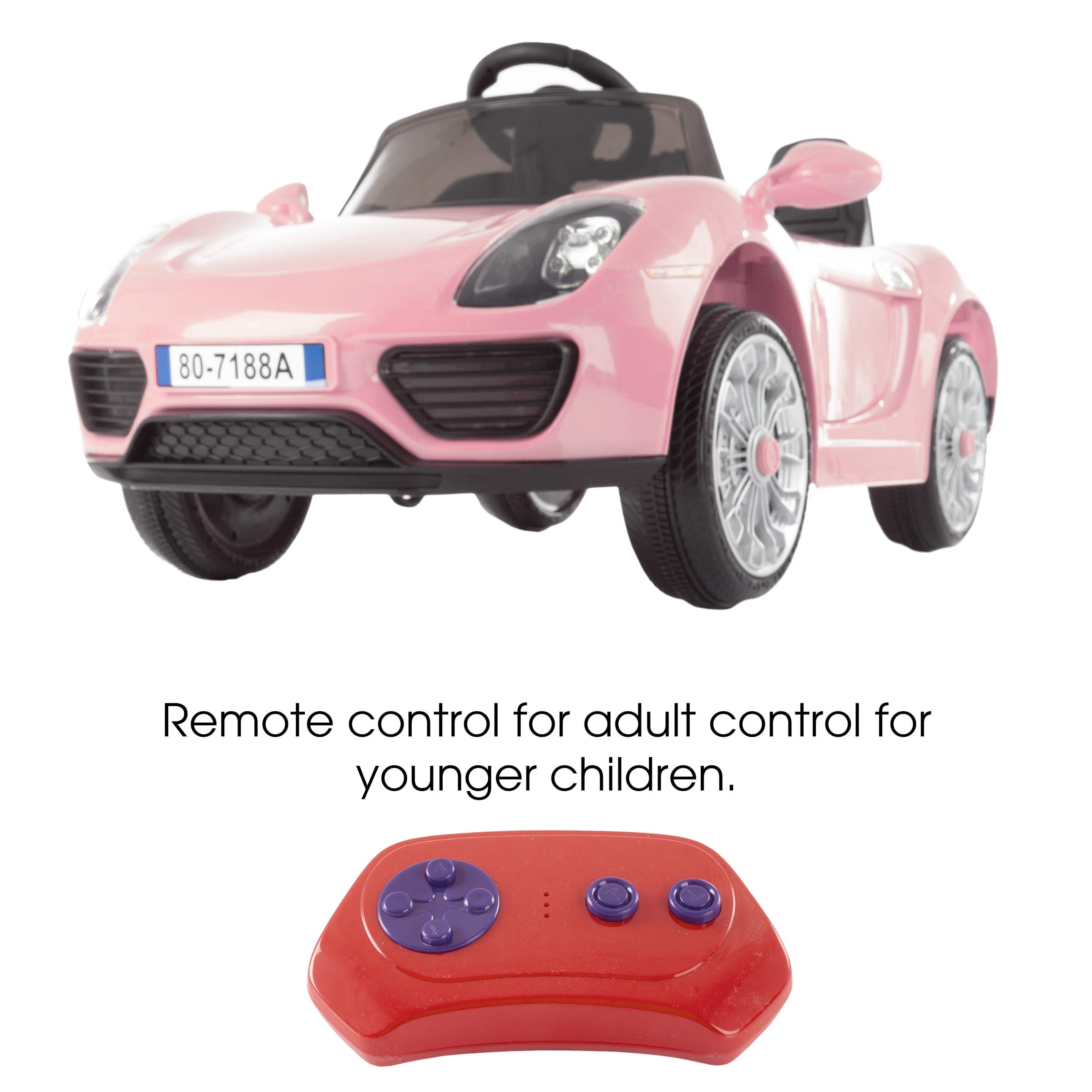 Lil' Rider Pink 6V Battery Powered Kids Ride On Car with Remote Control – Electric Sports Car Toy for Boys & Girls Ages 3-6, Features Sound, MP3 & USB – Perfect for Birthday Gifts, Indoor & Outdoor Play