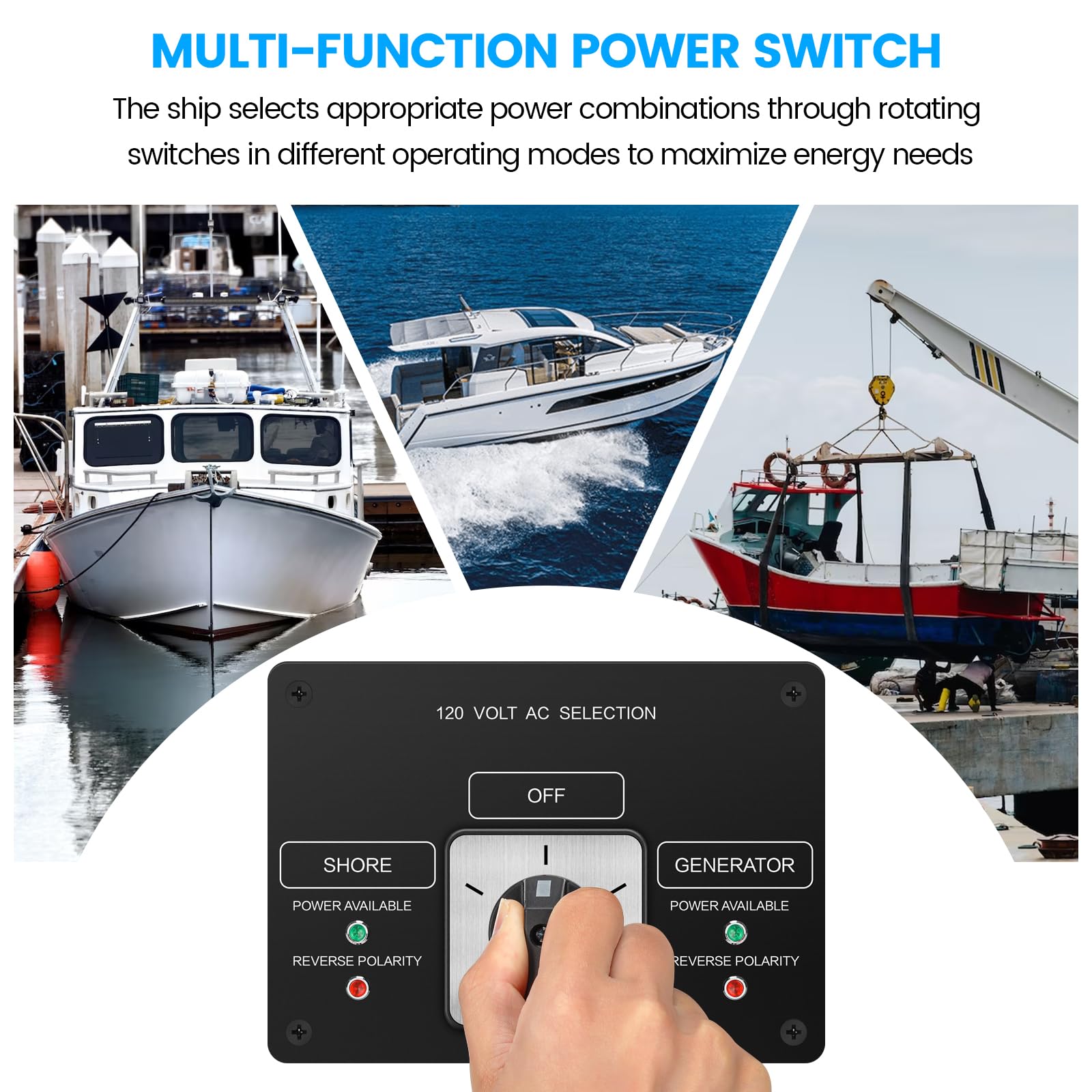 2 Position AC Rotary Switch Panel - 120V 30A Selector Switch with Reverse Polarity LED Indicator for Home & Industrial Electrical Control - Perfect for HVAC, Motor Control, and Power Distribution Systems