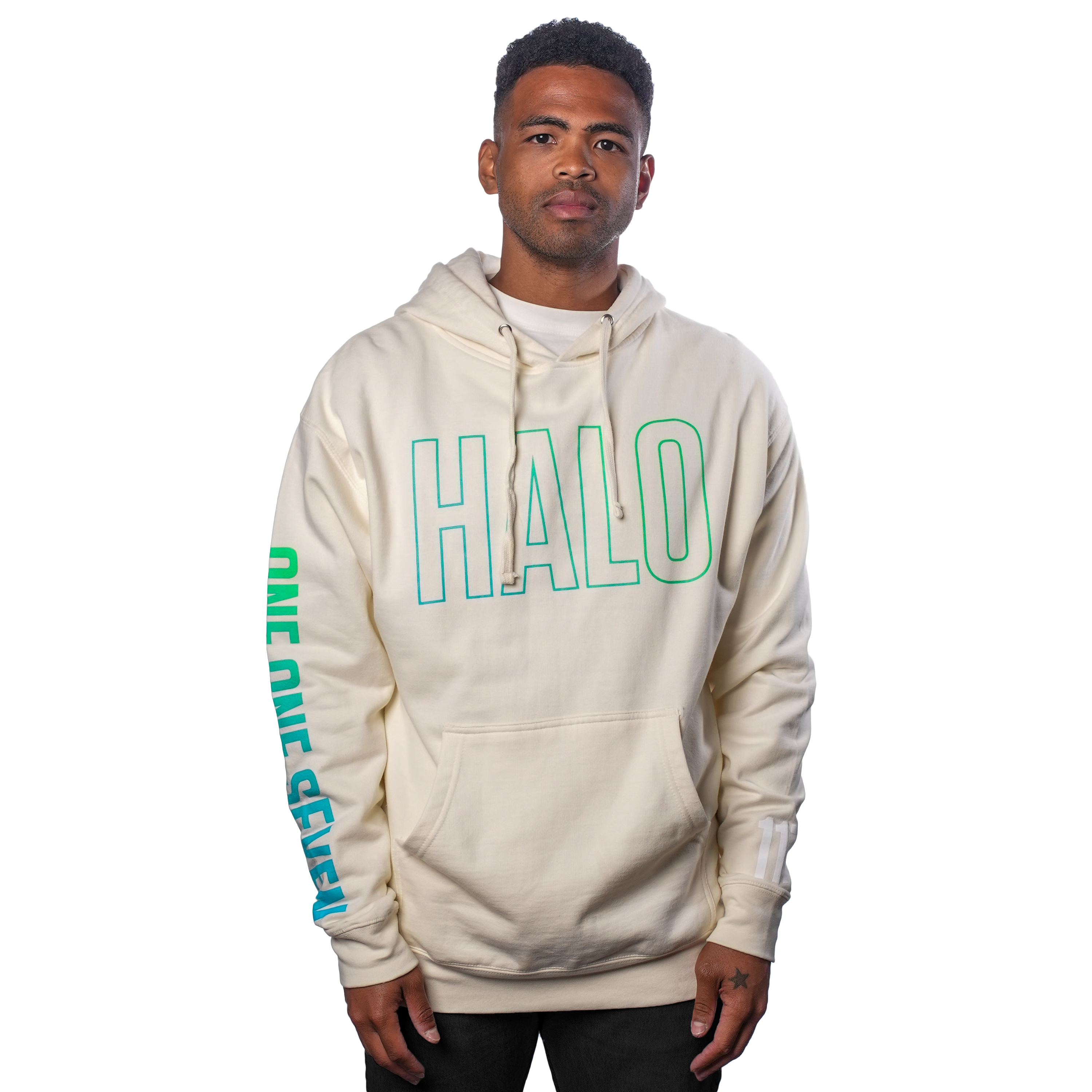 Halo One One Seven Cream Pullover Hoodie - Soft Fleece Sweatshirt for Men & Women | Cozy Casual Wear for Fall & Winter | Perfect for Gym, Lounge & Outdoor Activities