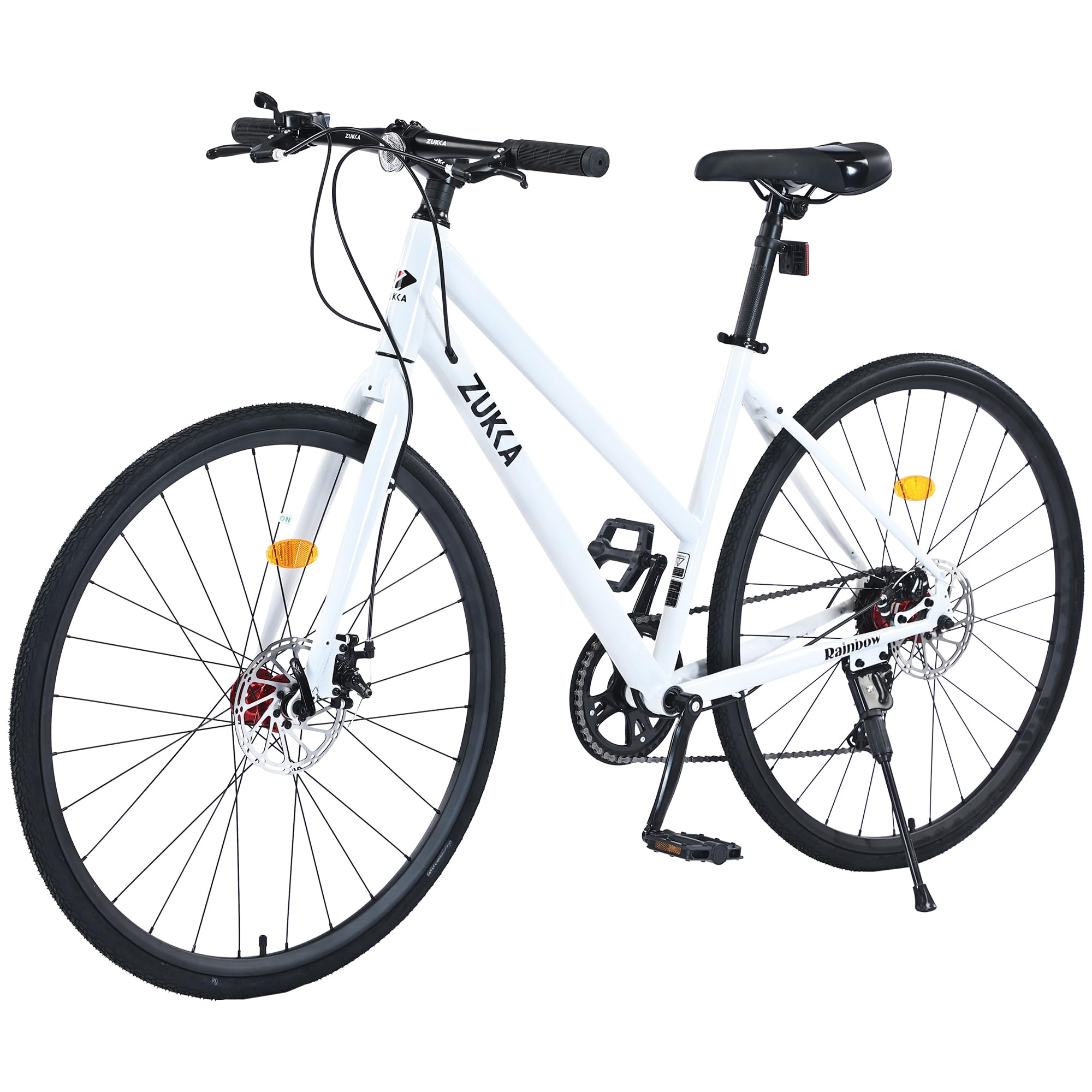 Men's & Women's 28 Inch Hybrid Road Bike - 7 Speed Drivetrain, 700C Commuter Bicycle with Dual Disc Brakes, Lightweight Carbon Steel Frame City Bike in Multiple Colors - Perfect for Urban Commuting, Fitness Riding & Leisure Cycling