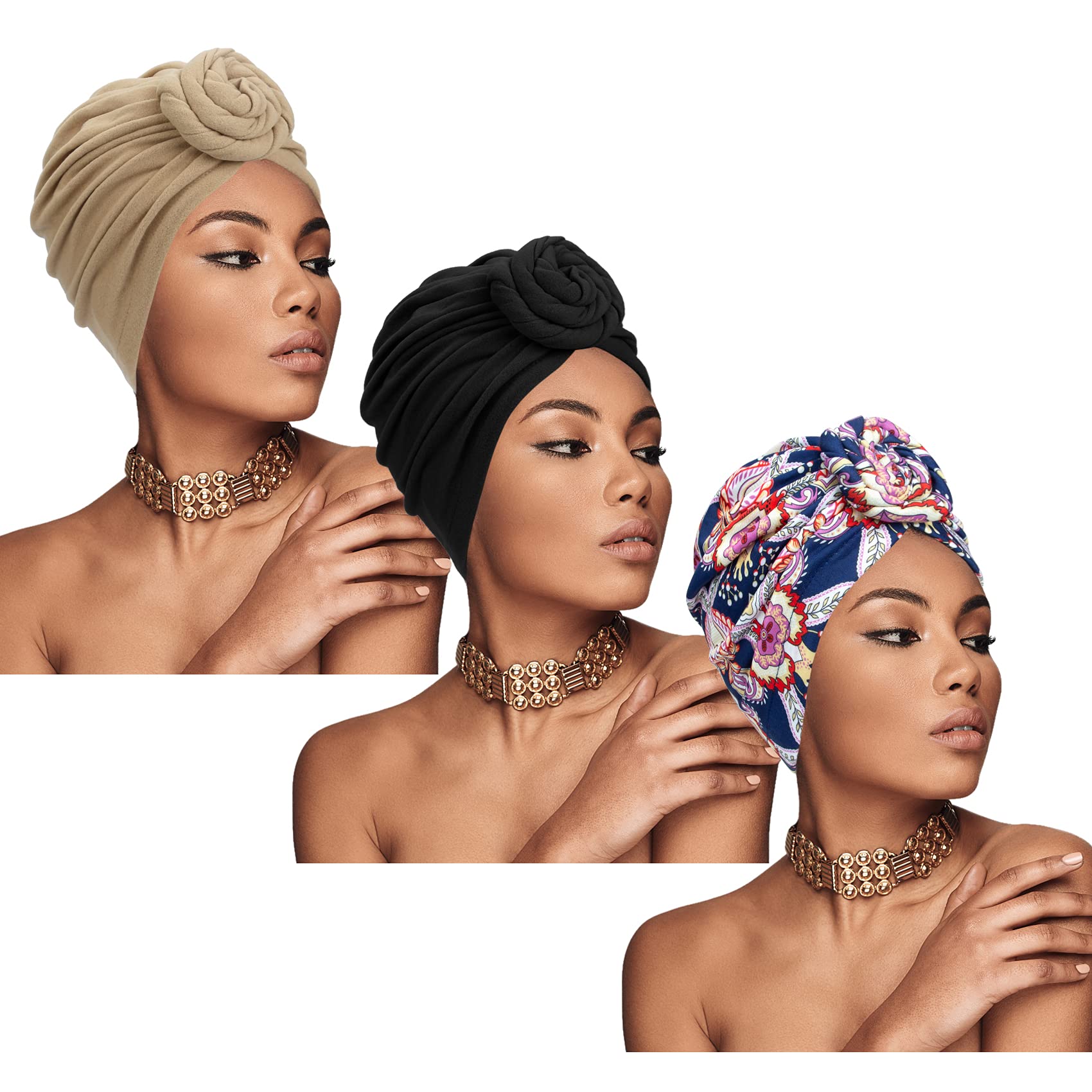 Chalier African Head Wrap for Women - Pre-Tied Fashion Turban & Beanie Hat - Perfect for Church, Weddings, and Everyday Stylish Outfits