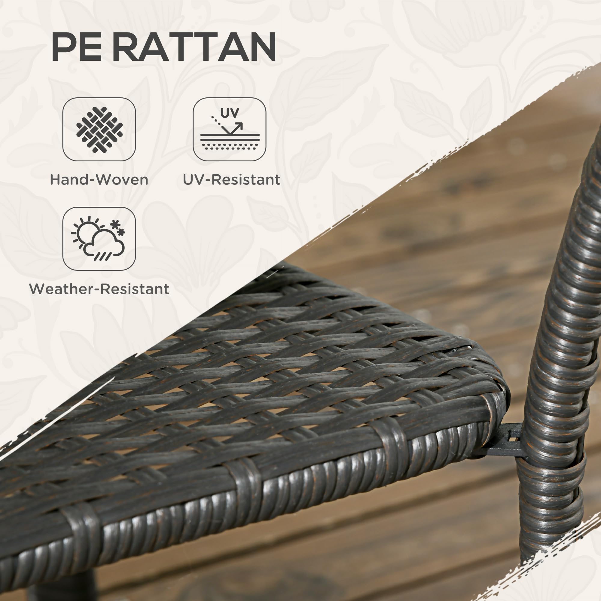 Outsunny PE Rattan Coffee Table with Storage Shelf - Hand-Woven Wicker Outdoor Side Table - 2-Tier Storage Design with Durable WPC Top - Perfect for Garden, Patio, Porch & Backyard - Mixed Brown Finish - Ideal for Outdoor Entertaining & Relaxation